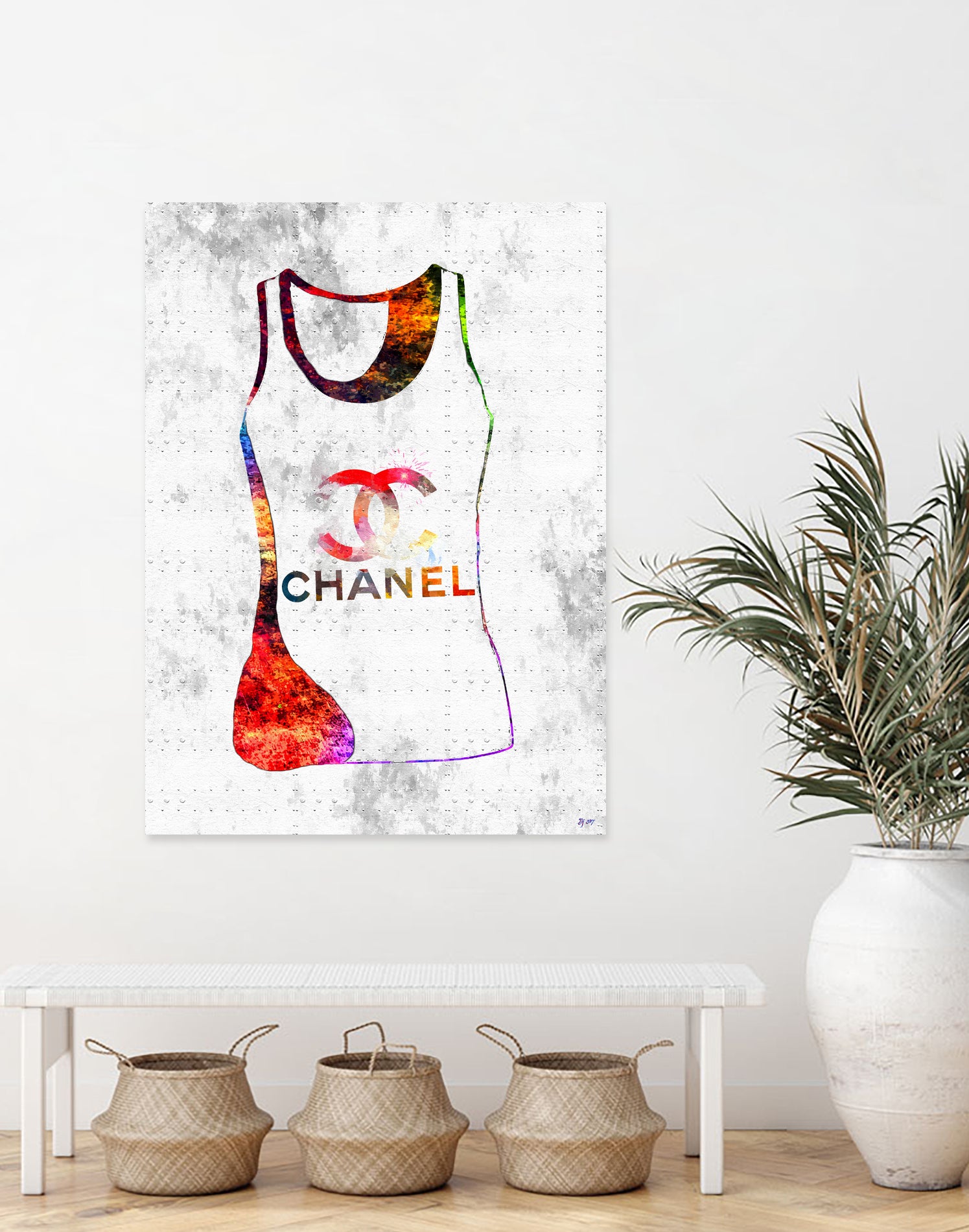 Chanel Shirt by Daniel Janda on GIANT ART - pink mixed media
