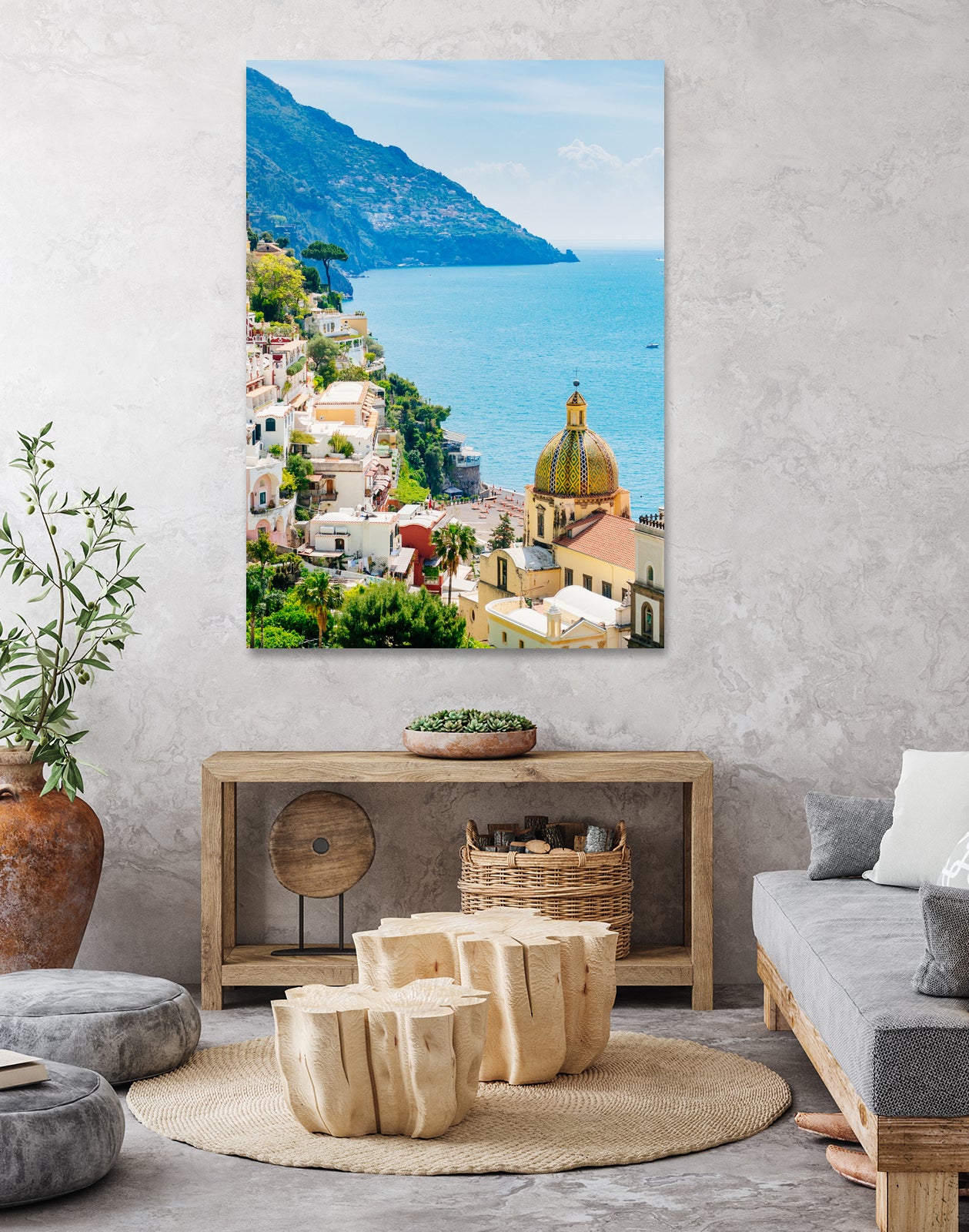 Amalfi coast (Positano) by Miemo Penttinen on GIANT ART - blue photo illustration