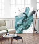 Watercolor meets Glitter - Turquoise Rose Gold - No 1 by Anastasia Sawall on GIANT ART - blue digital painting