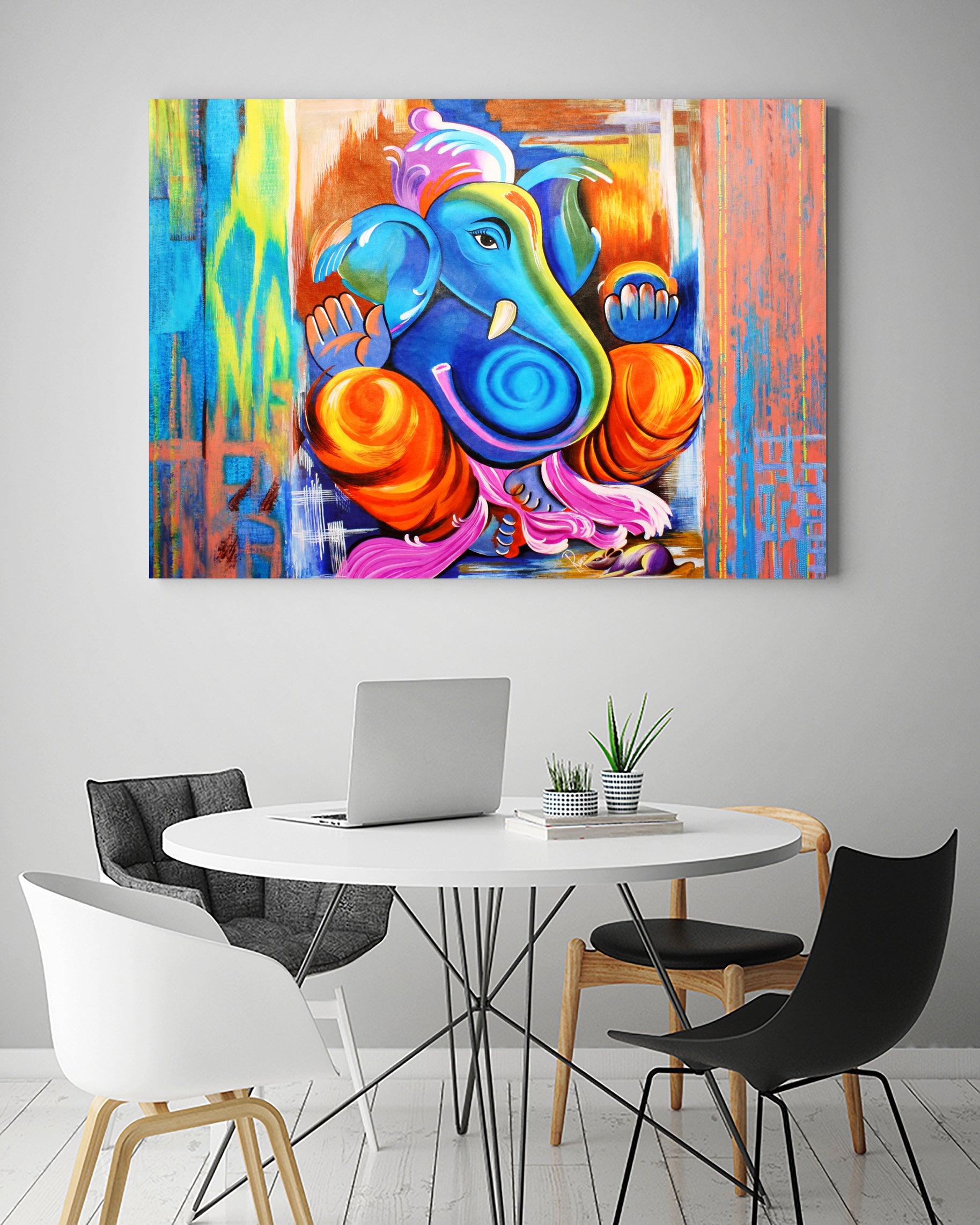 Ganesh Abstract by Rupa Prakash on GIANT ART - blue 3d art