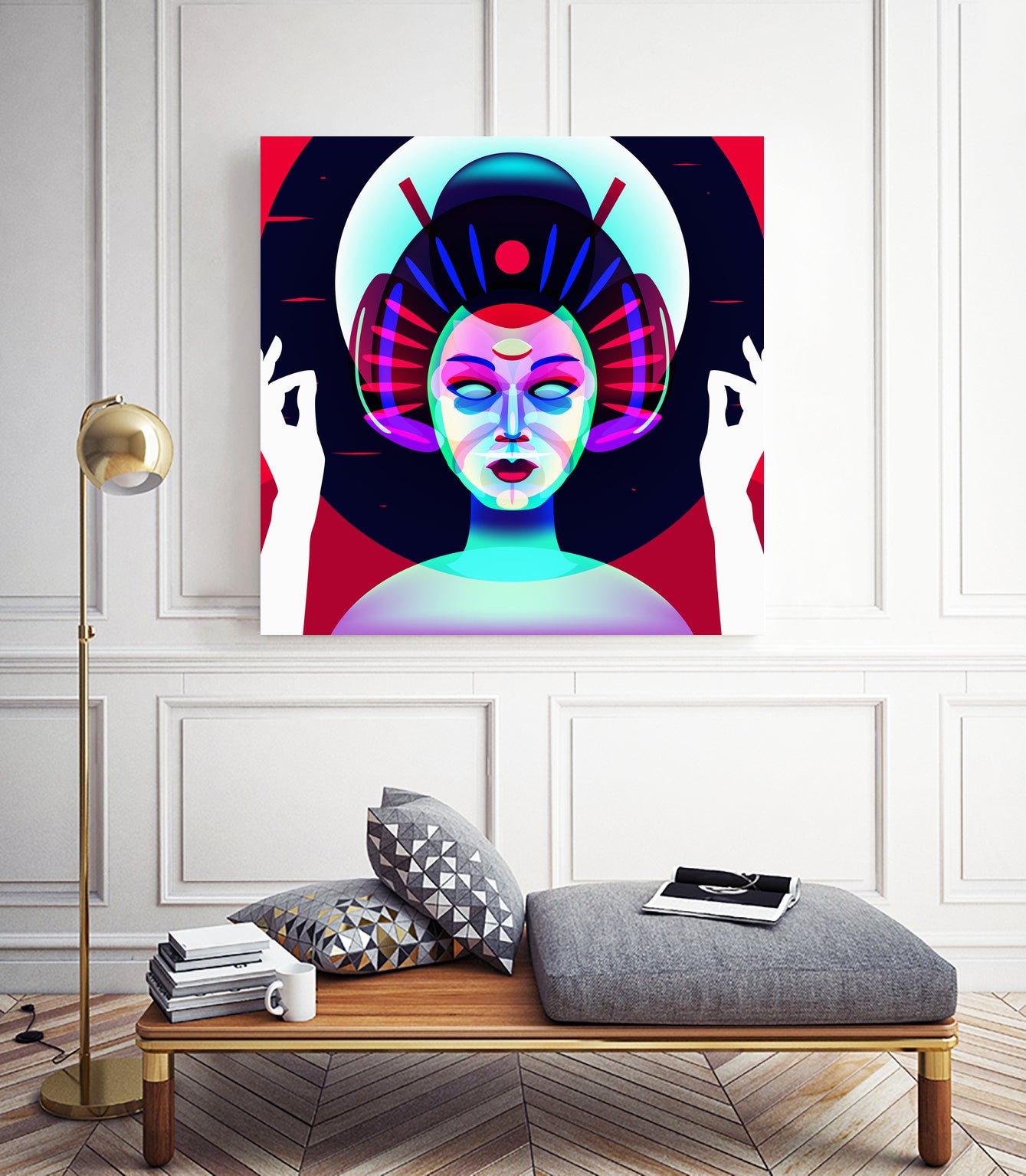 cybergeisha by Ilya Shapko on GIANT ART - fuchsia vector illustration