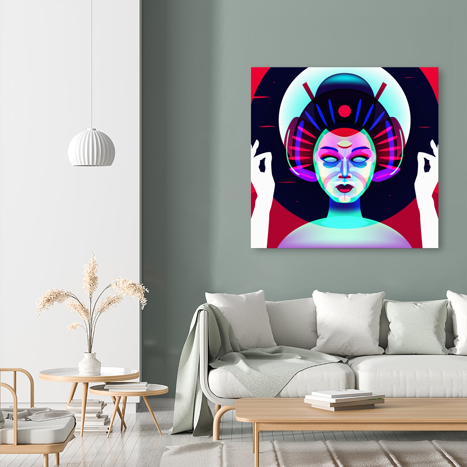 cybergeisha by Ilya Shapko on GIANT ART - fuchsia vector illustration