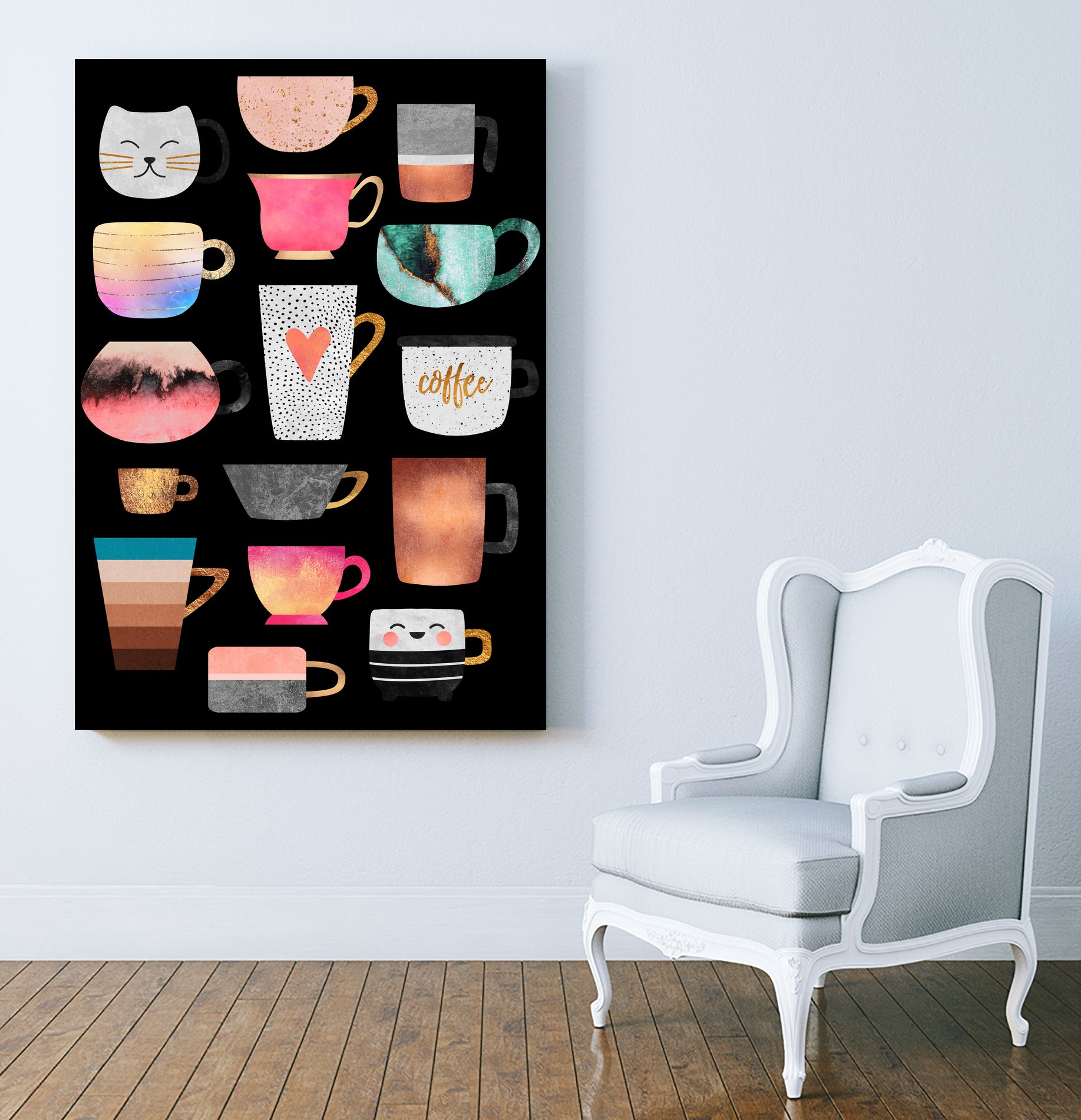 Coffee Cup Collection by Elisabeth Fredriksson on GIANT ART - white digital drawing