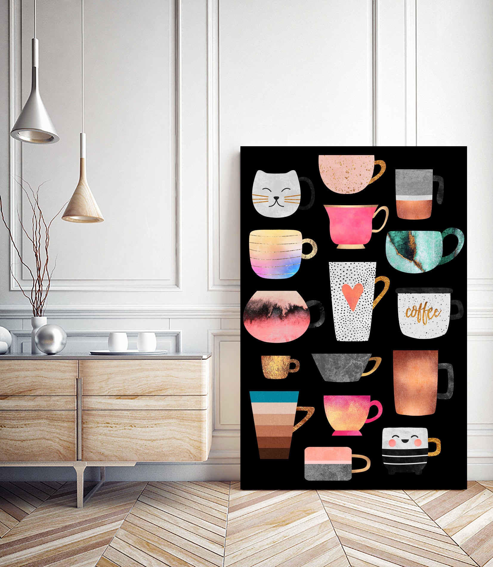 Coffee Cup Collection by Elisabeth Fredriksson on GIANT ART - white digital drawing