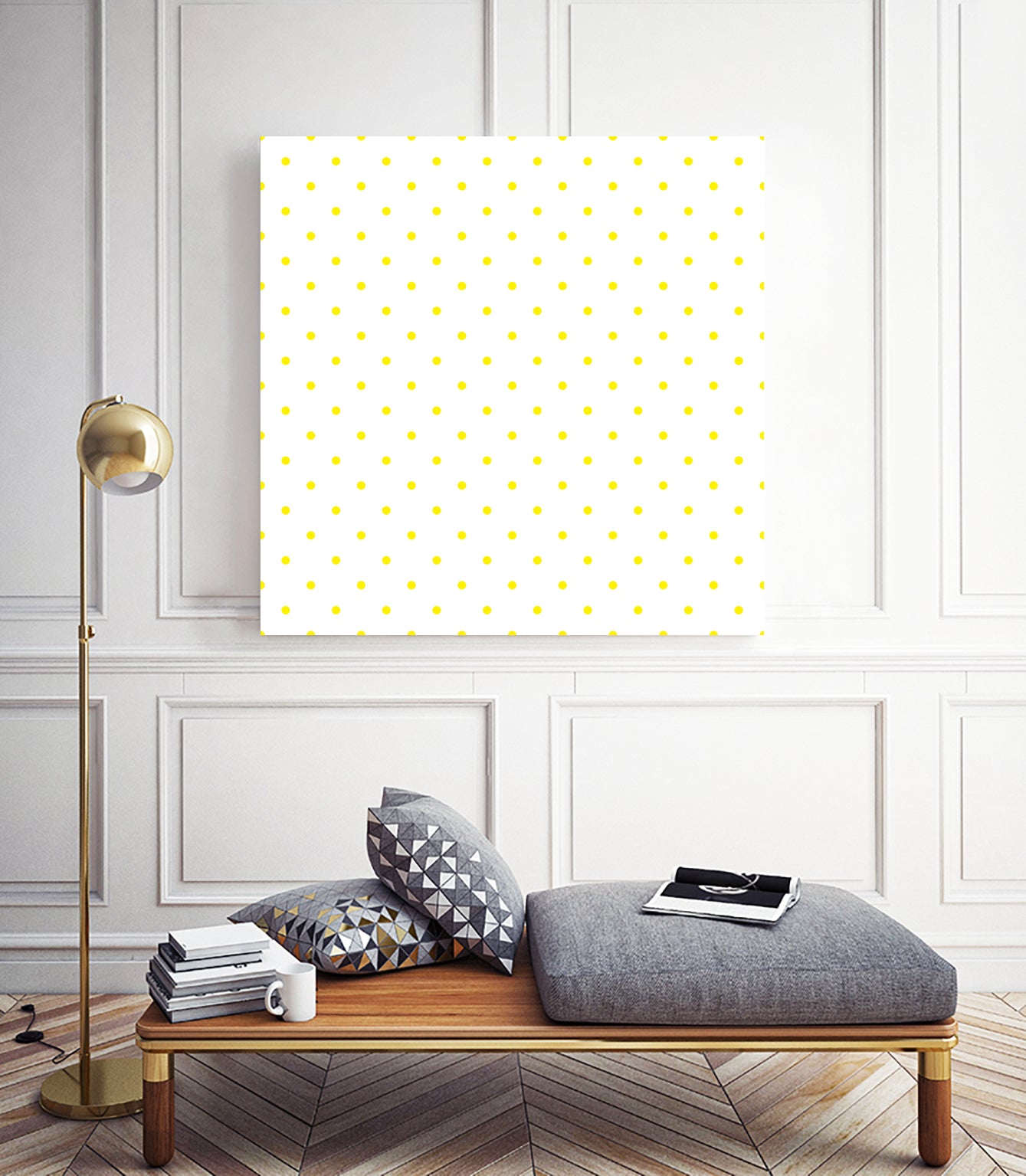 Small Yellow Polka Dots Pattern by David Kessler on GIANT ART - yellow digital painting