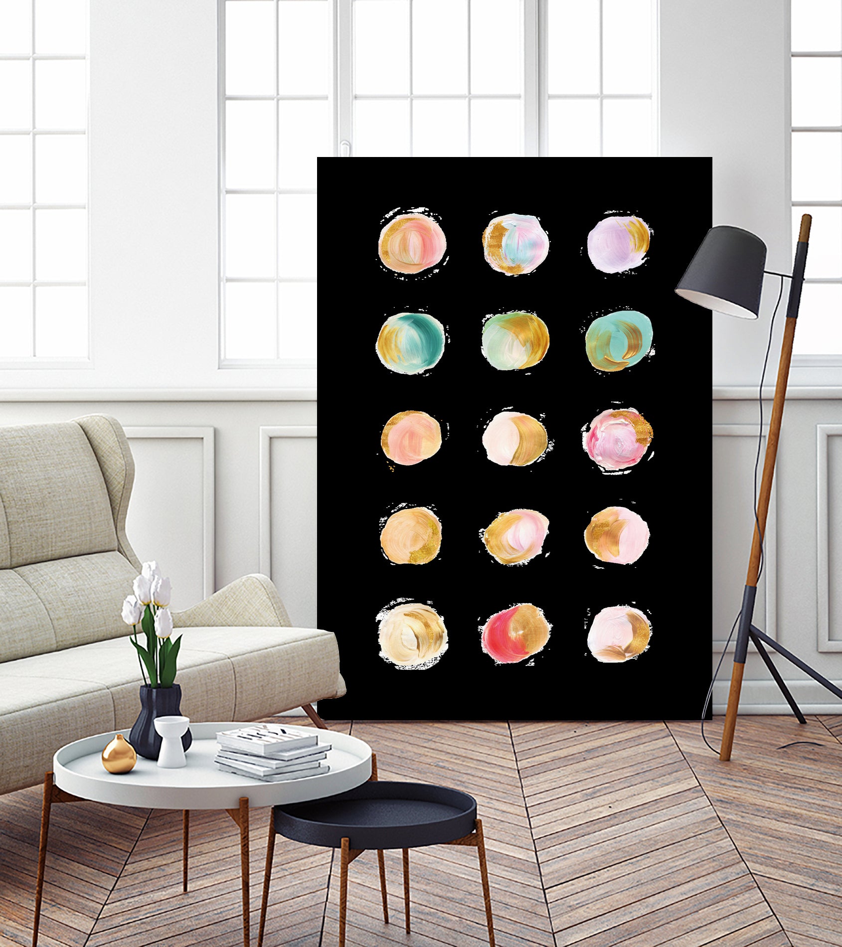 Painted Dots & Gold by Ralph Frankenberg on GIANT ART - pink digital painting