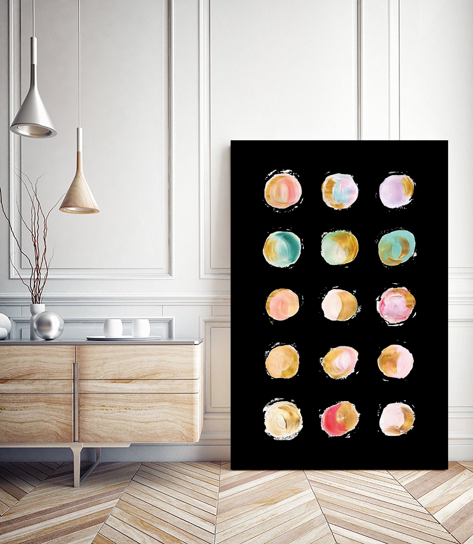 Painted Dots & Gold by Ralph Frankenberg on GIANT ART - pink digital painting
