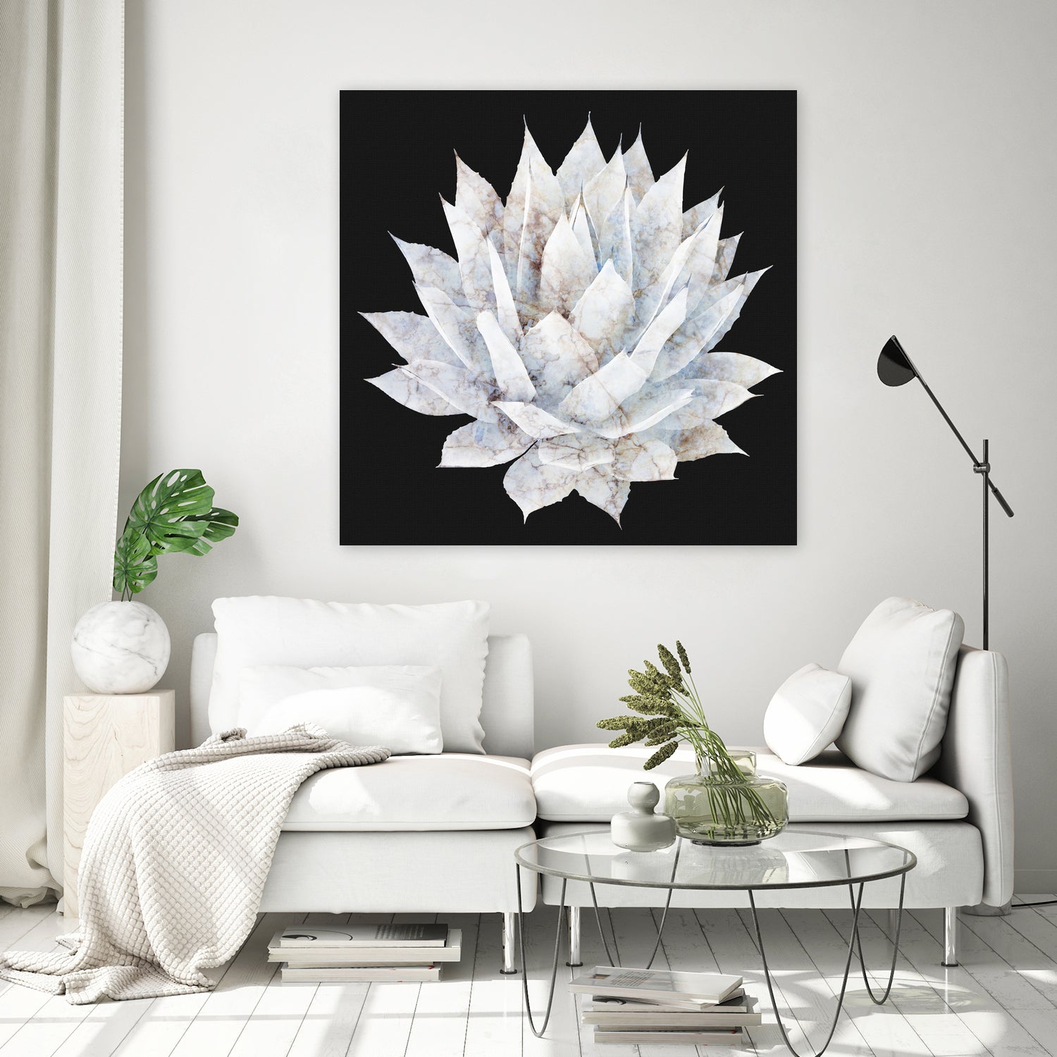White Marble Agave Plant by amini 54 on GIANT ART - white digital painting