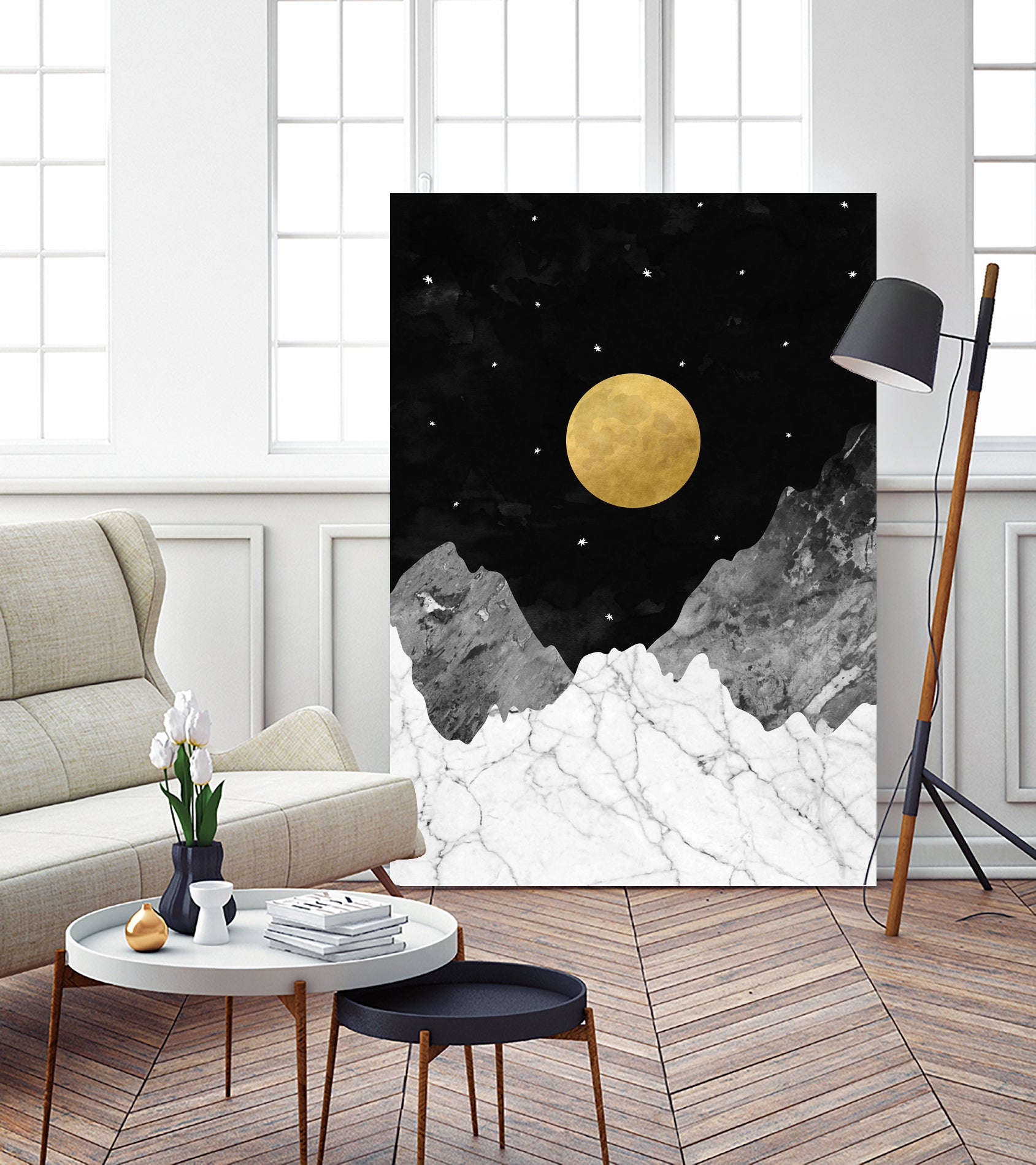 Moon and Stars by Christina Shek on GIANT ART - black digital drawing