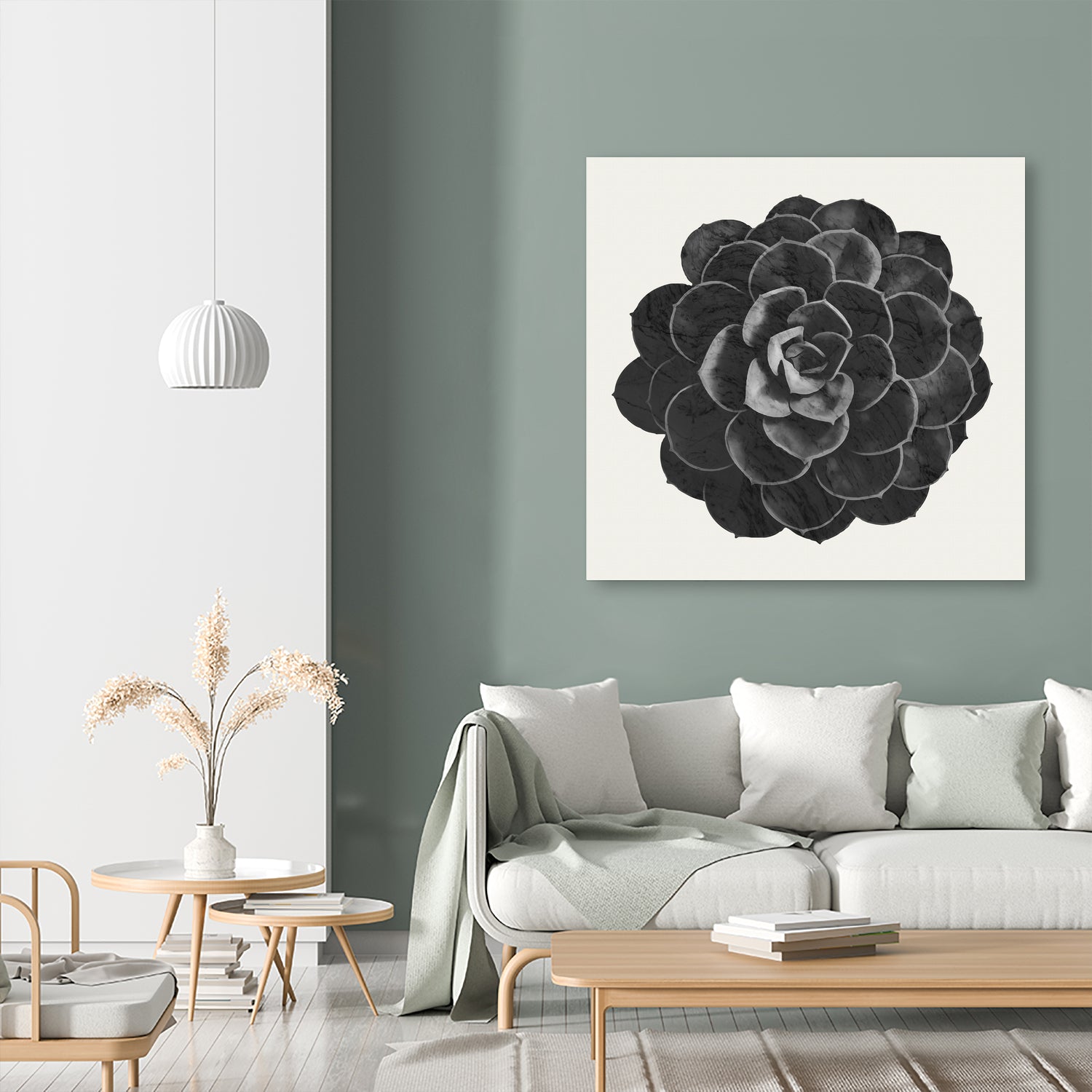 Black Marble Succulent Plant by amini 54 on GIANT ART - black digital painting