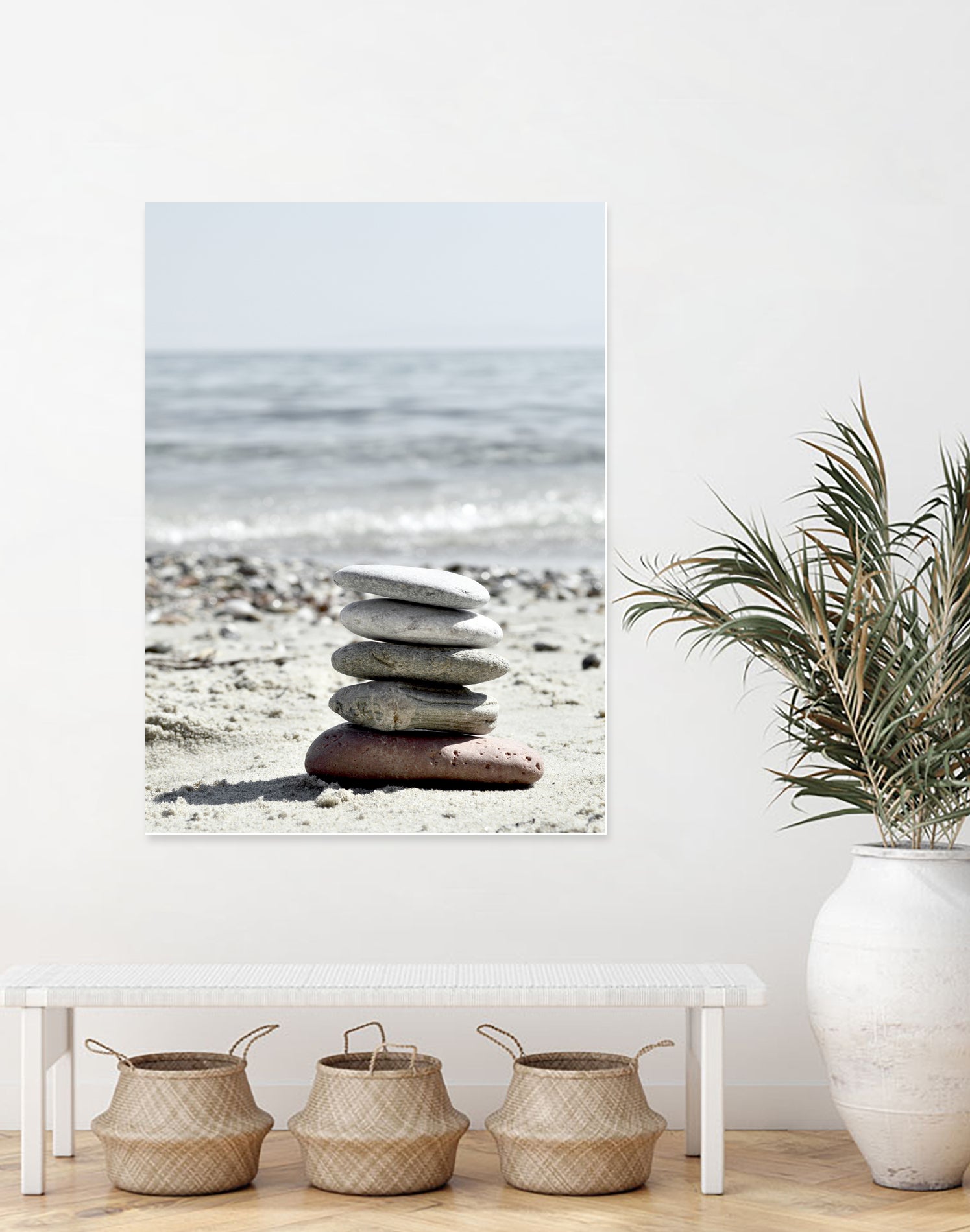 Pebble Balance On The Beach by IOANNA PAPANIKOLAOU on GIANT ART - gray photo illustration