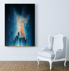 Glitch in the Dark - Abstract Pixel Art by Jennifer Walsh on GIANT ART - blue vector illustration