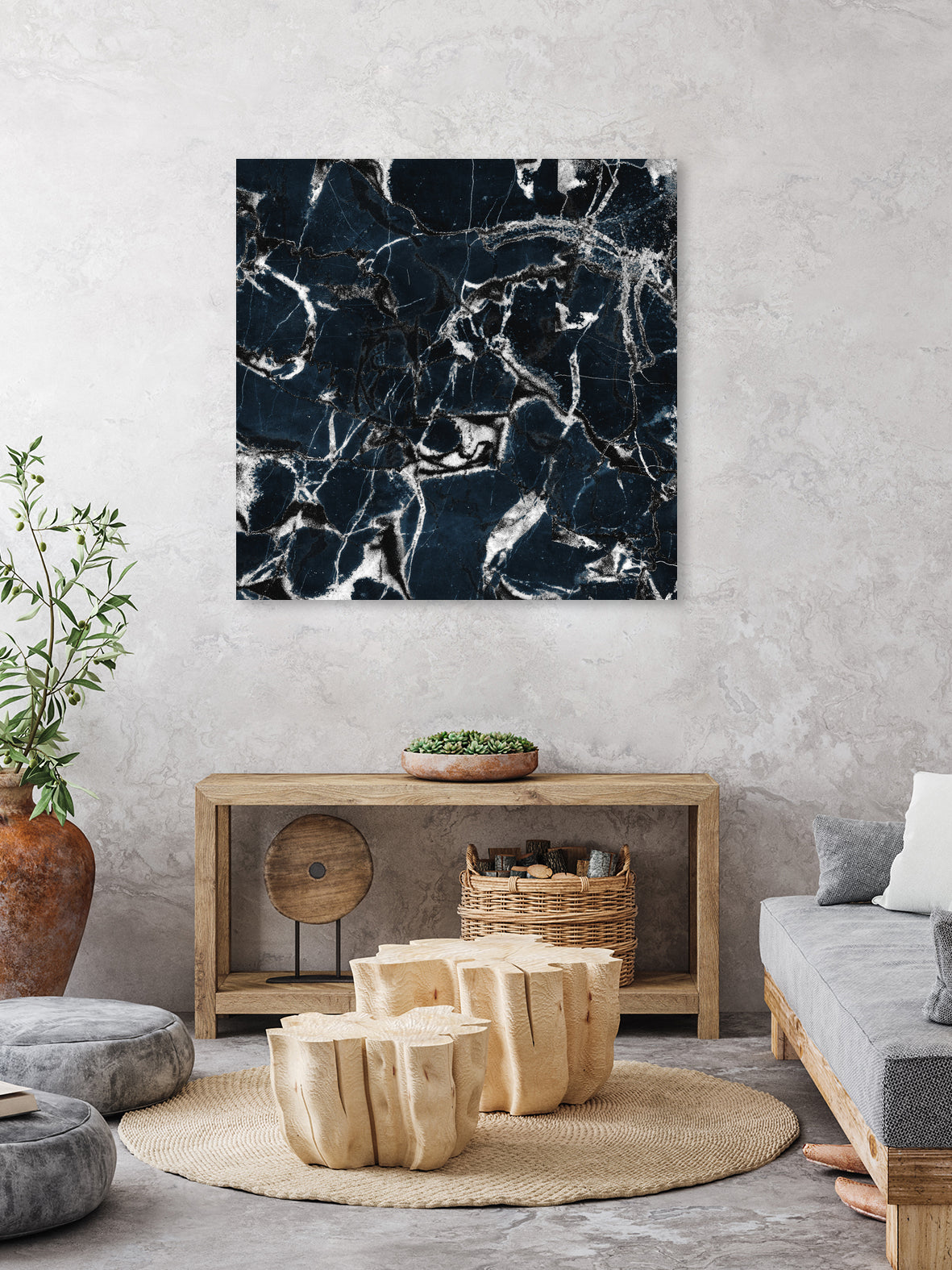 dark marble blue & black by Dirk Wüstenhagen on GIANT ART - black mixed media