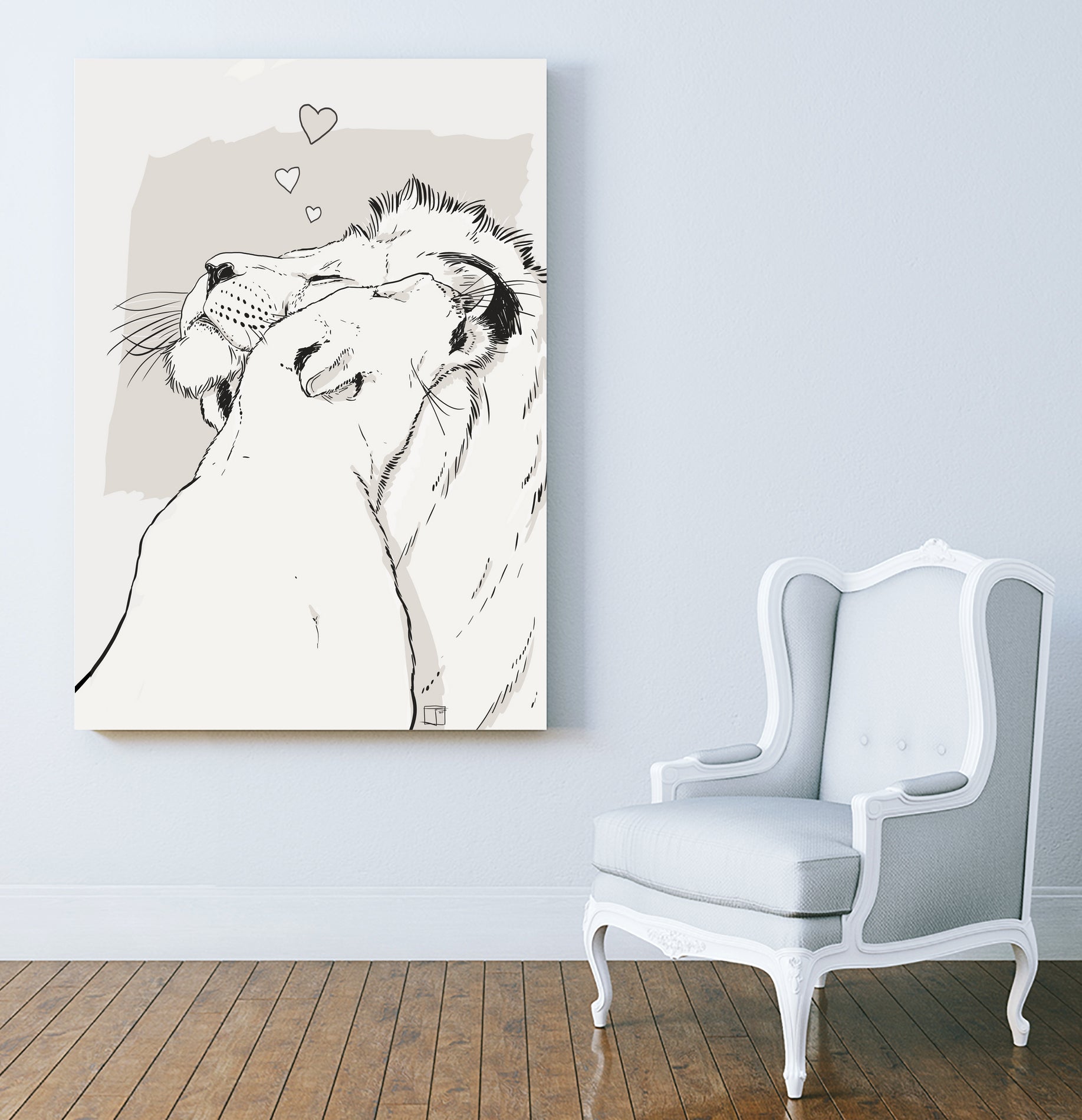 Lion love by Francois Martin Painchaud on GIANT ART - white digital painting