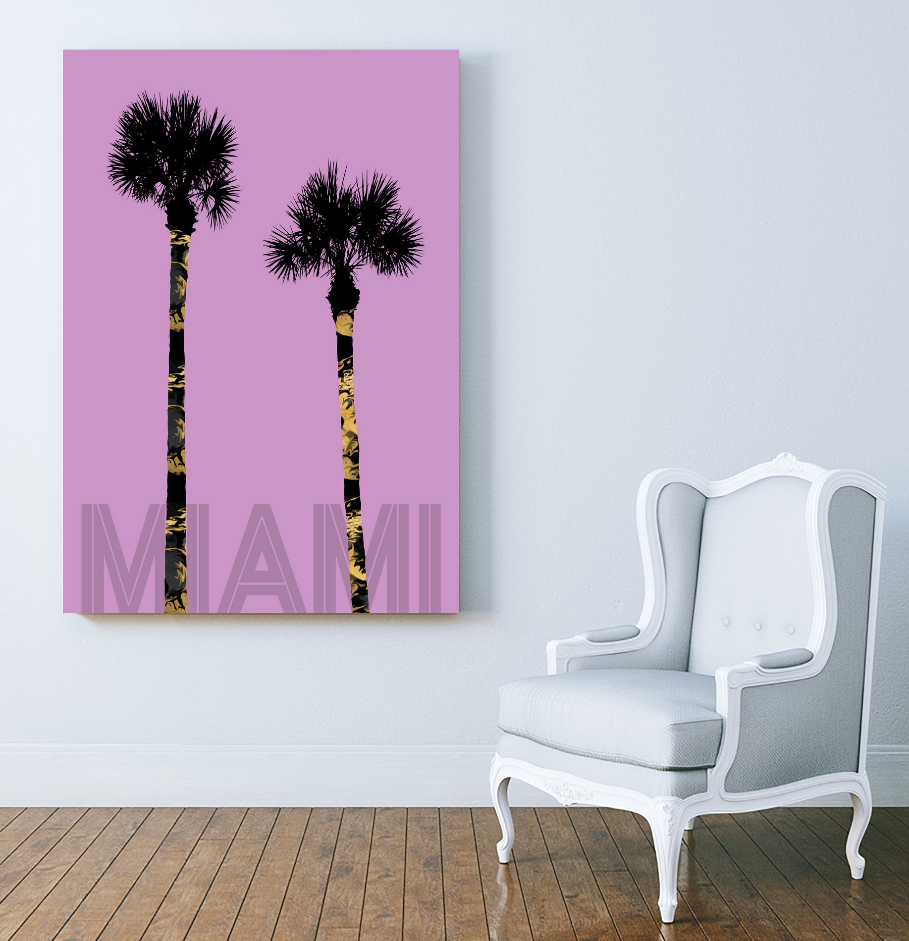 Graphic Art PALM TREES MIAMI | pink by Melanie Viola on GIANT ART - pink vector illustration