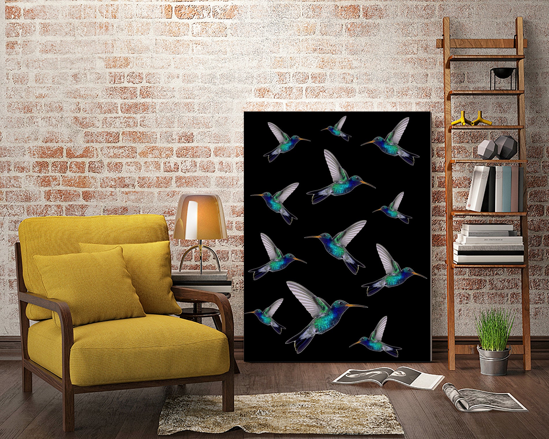 hummingbird pattern by Kiki Castel on GIANT ART - green vector illustration