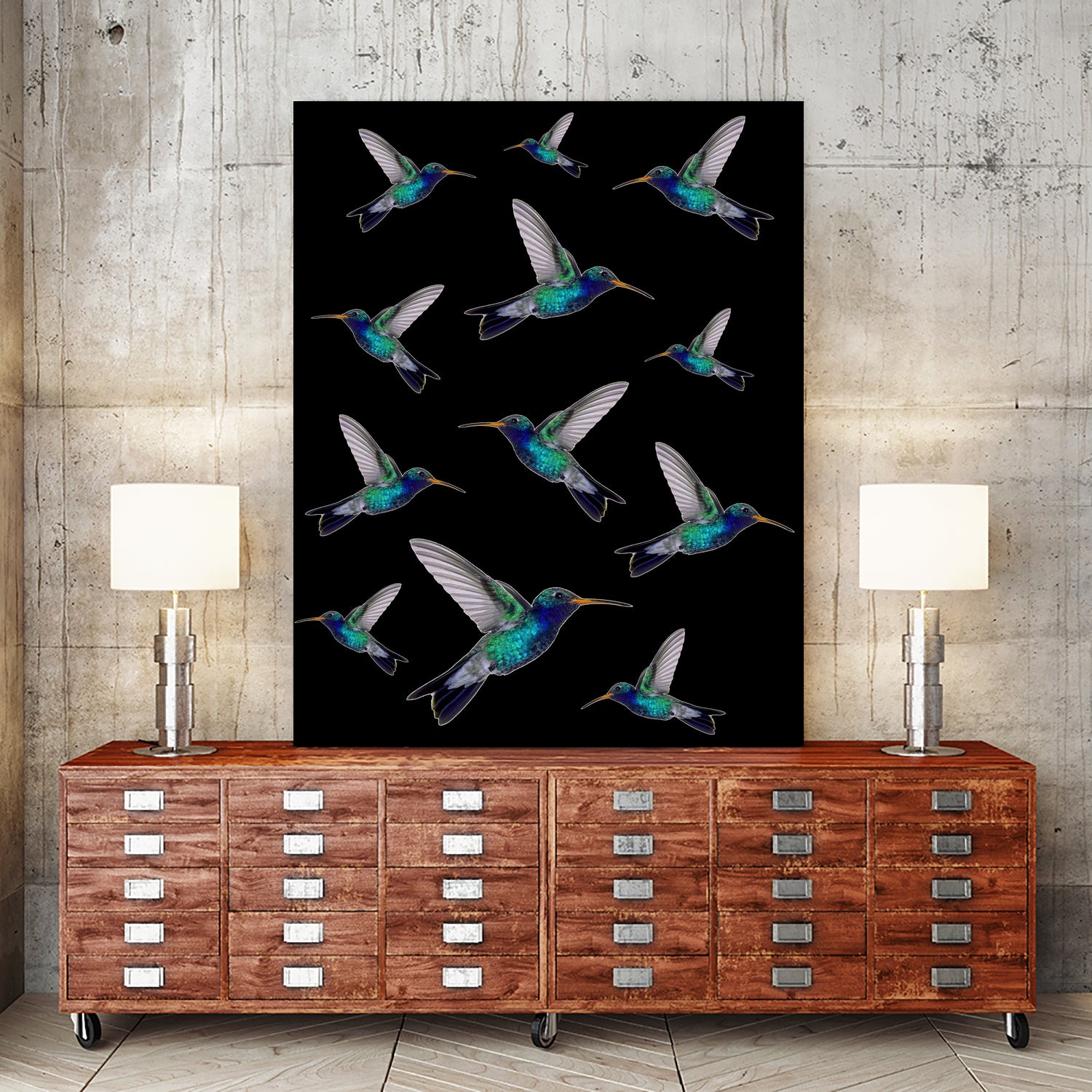 hummingbird pattern by Kiki Castel on GIANT ART - green vector illustration