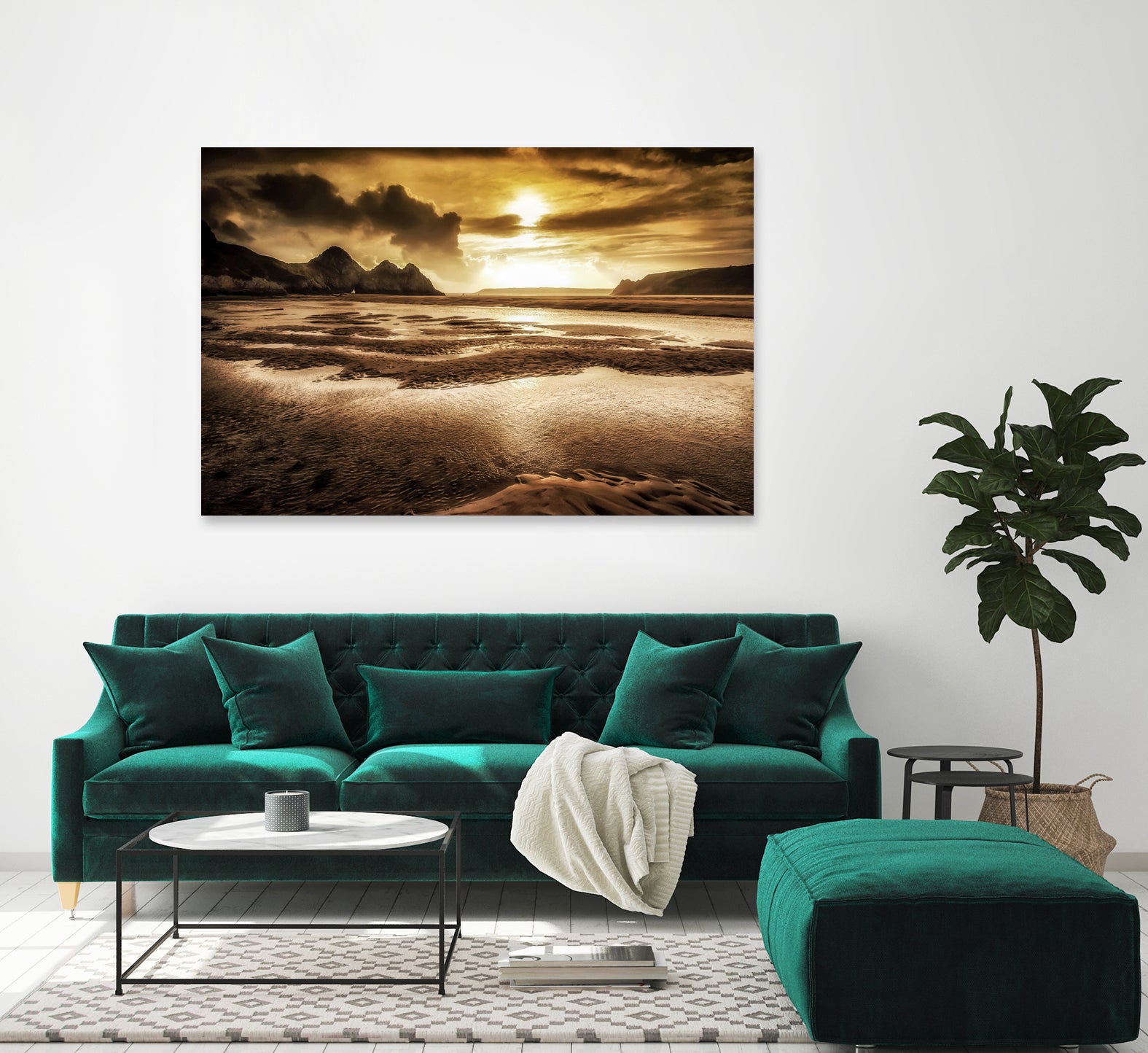 Three Cliffs Bay Gower by Leighton Collins on GIANT ART - pink photo illustration