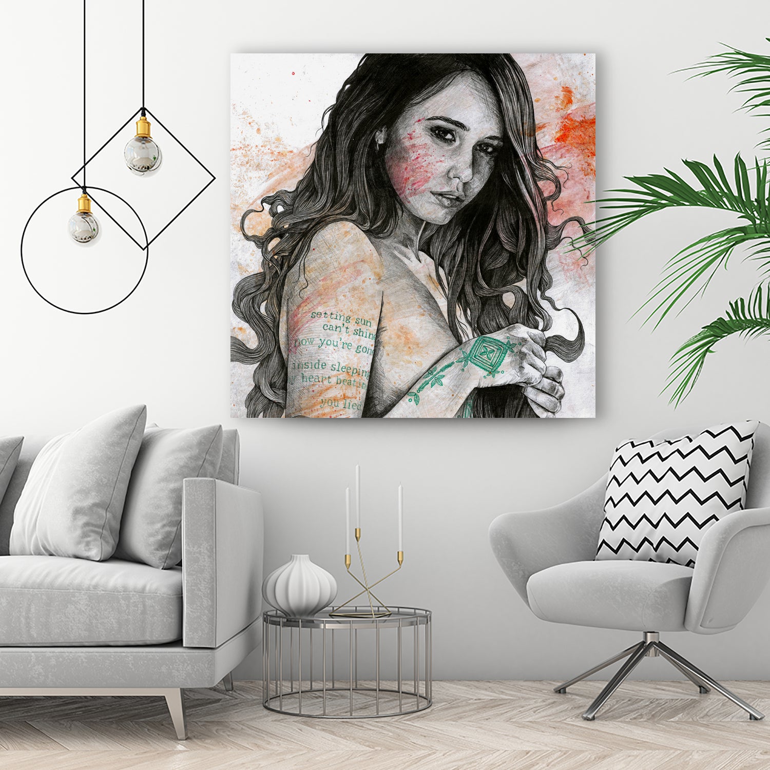 You Lied (nude girl with mandala tattoos) by Marco Paludet on GIANT ART - orange mixed media