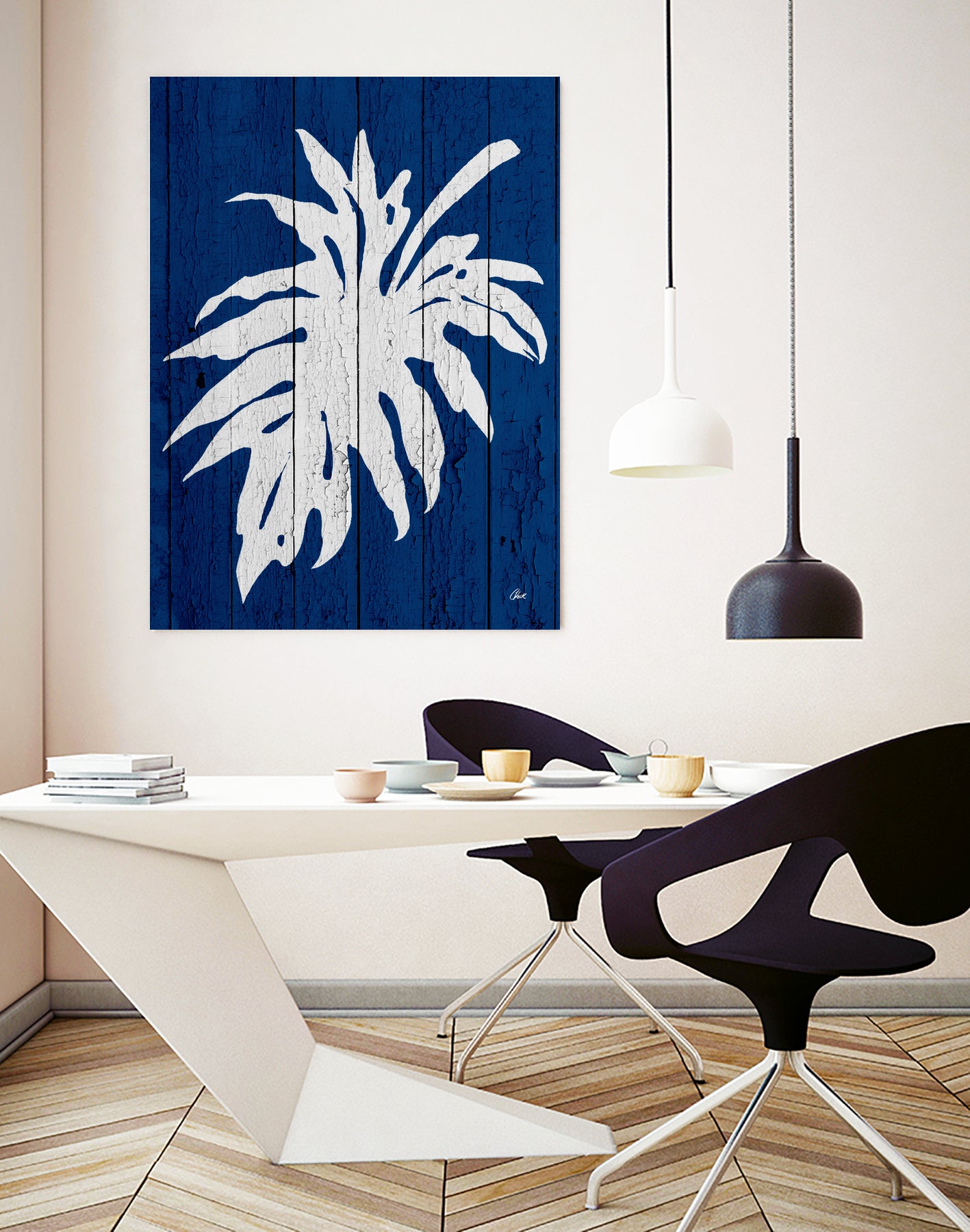 Blue Nature Dark Blue Palm5 by Catia Keck on GIANT ART - blue photo manipulation