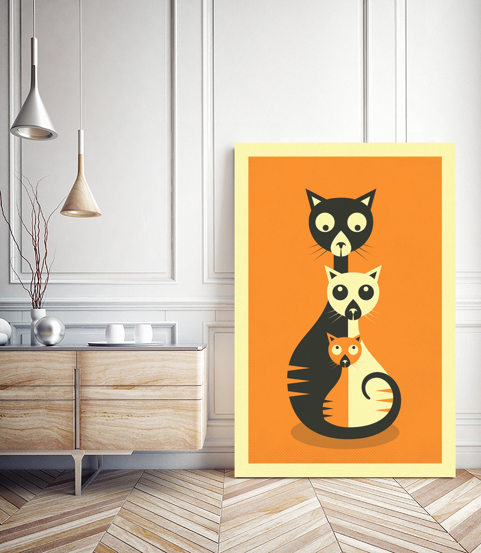 3 Cats by Jazzberry Blue on GIANT ART - orange vector illustration
