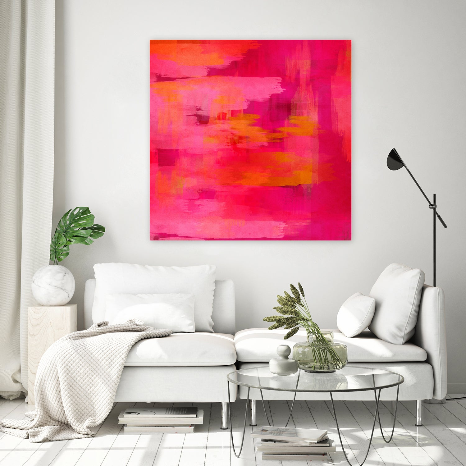 Abstract brushstrokes in pastel pinks and oranges by Mar Cantón on GIANT ART - white digital painting