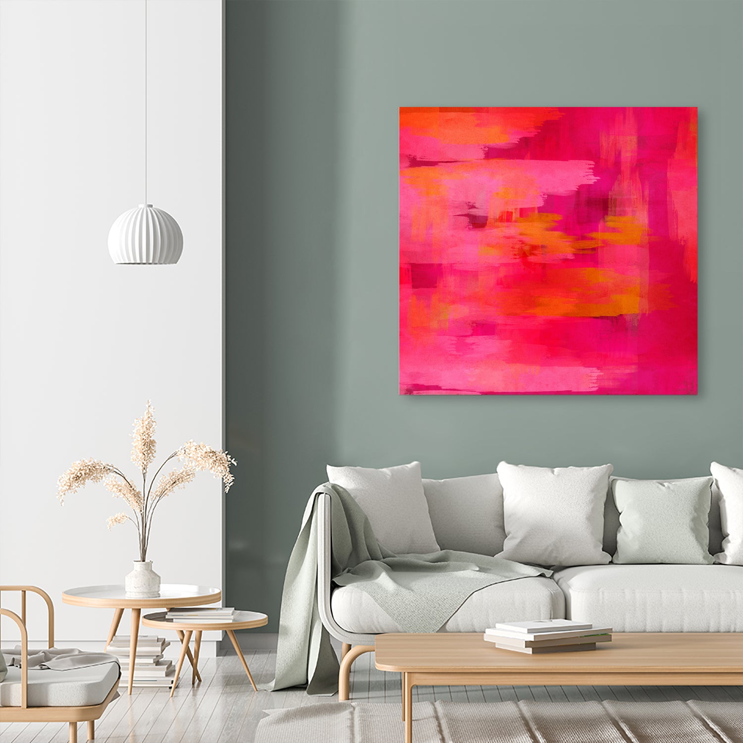 Abstract brushstrokes in pastel pinks and oranges by Mar Cantón on GIANT ART - white digital painting