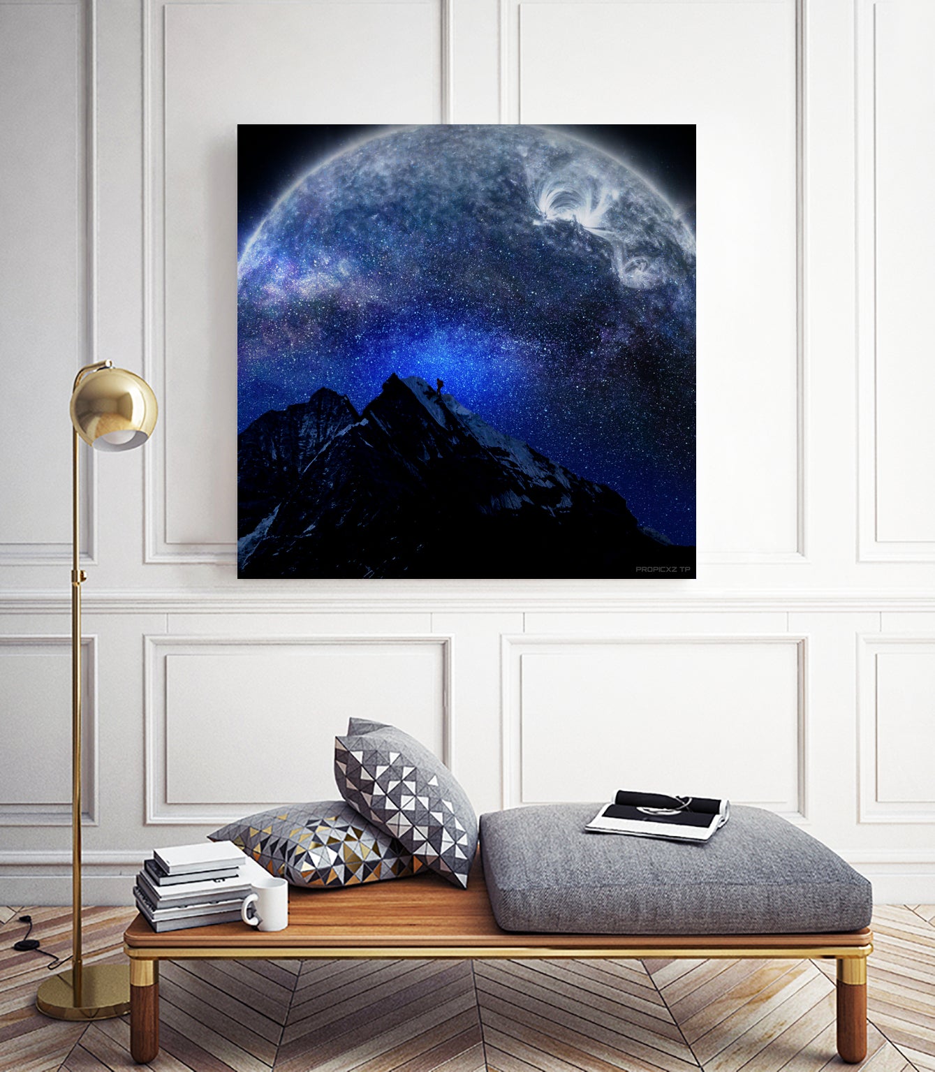 Man Hiking Night Sky A Visual Art by Rushikesh Jadhav on GIANT ART - blue digital drawing