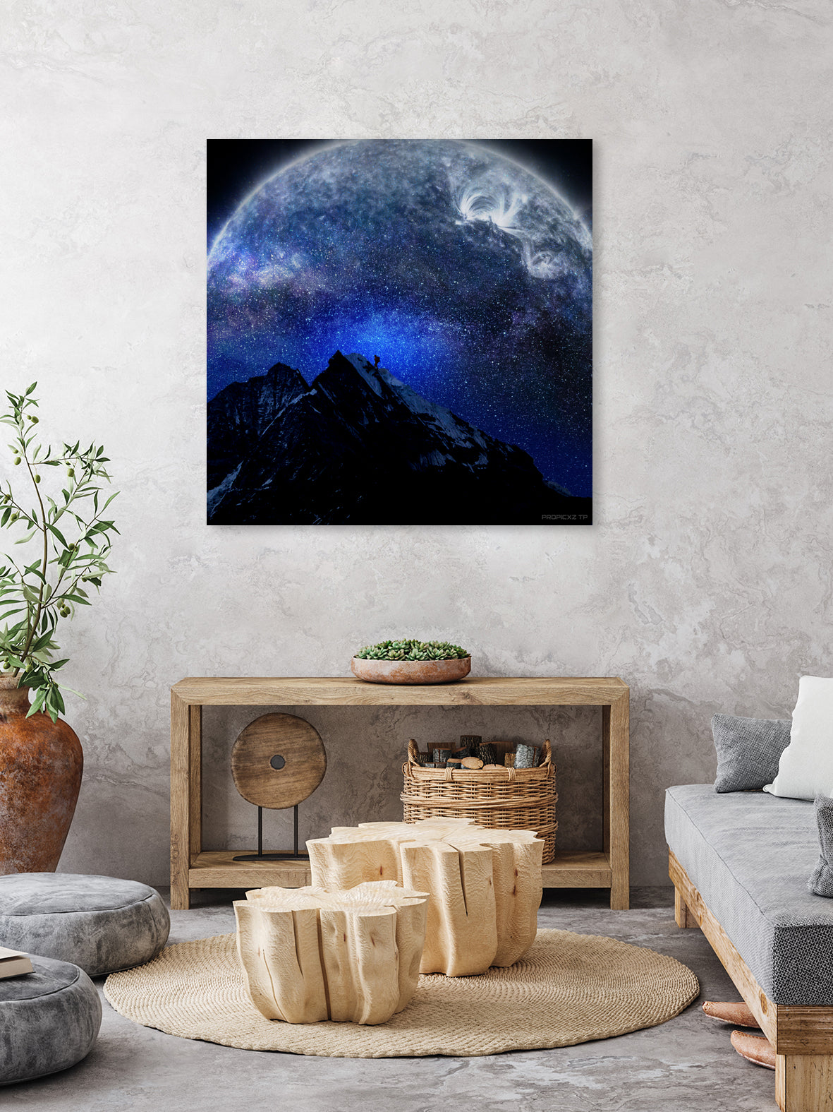 Man Hiking Night Sky A Visual Art by Rushikesh Jadhav on GIANT ART - blue digital drawing