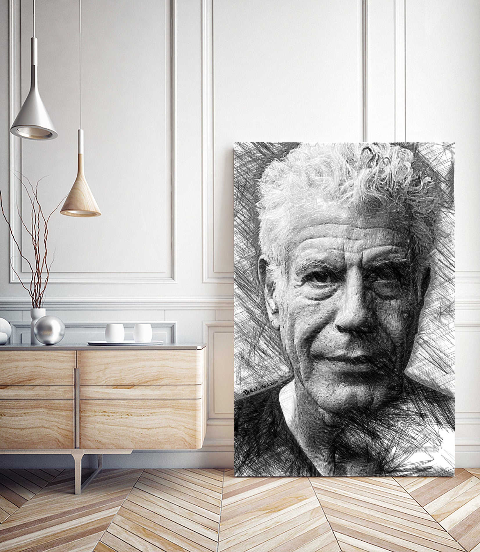 Anthony Bourdain by Rafael Salazar on GIANT ART - black mixed media