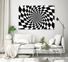 Optical illusion - chessboard swirl, by Daniel Danco on GIANT ART - black vector illustration