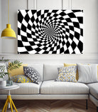 Optical illusion - chessboard swirl, by Daniel Danco on GIANT ART - black vector illustration