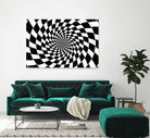 Optical illusion - chessboard swirl, by Daniel Danco on GIANT ART - black vector illustration