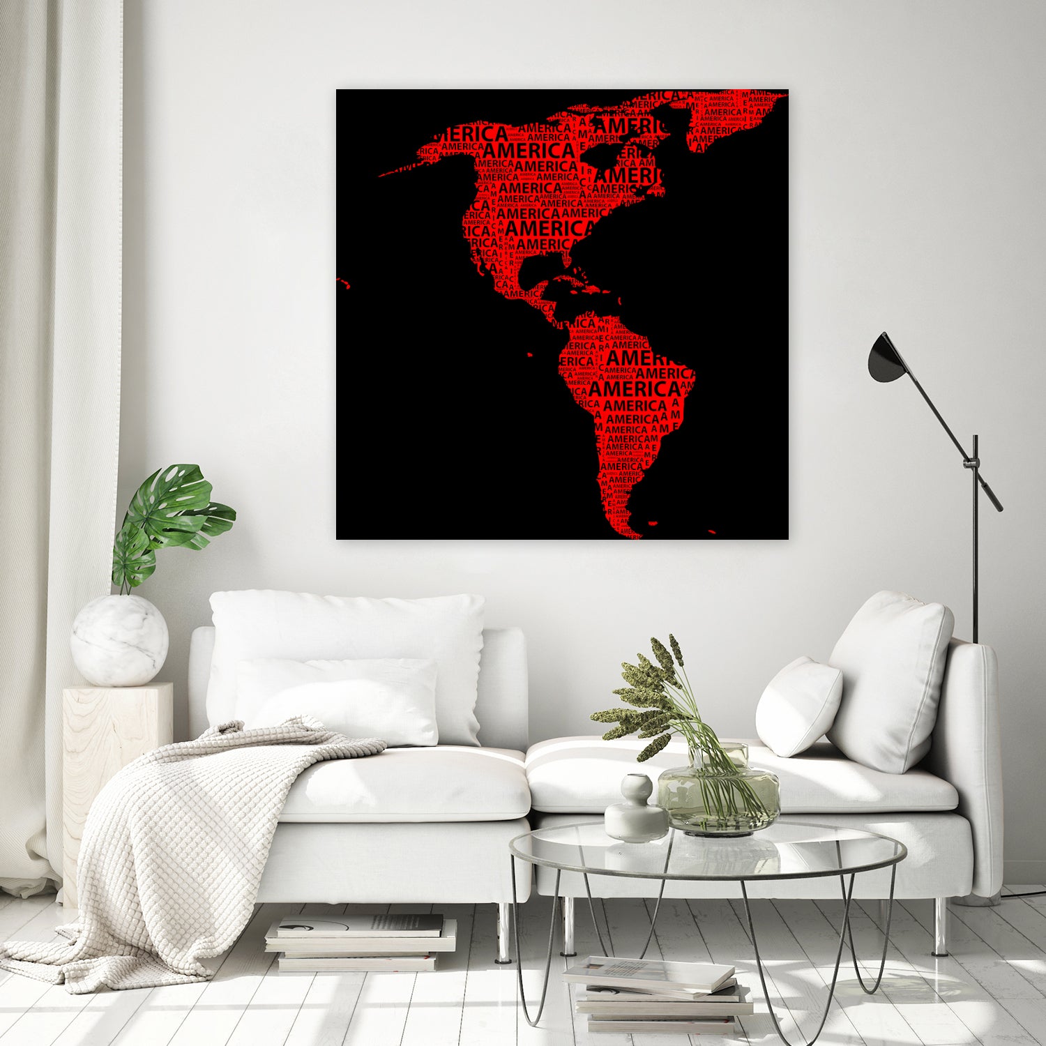 Map of continent America - illustration by Daniel Danco on GIANT ART - red vector illustration