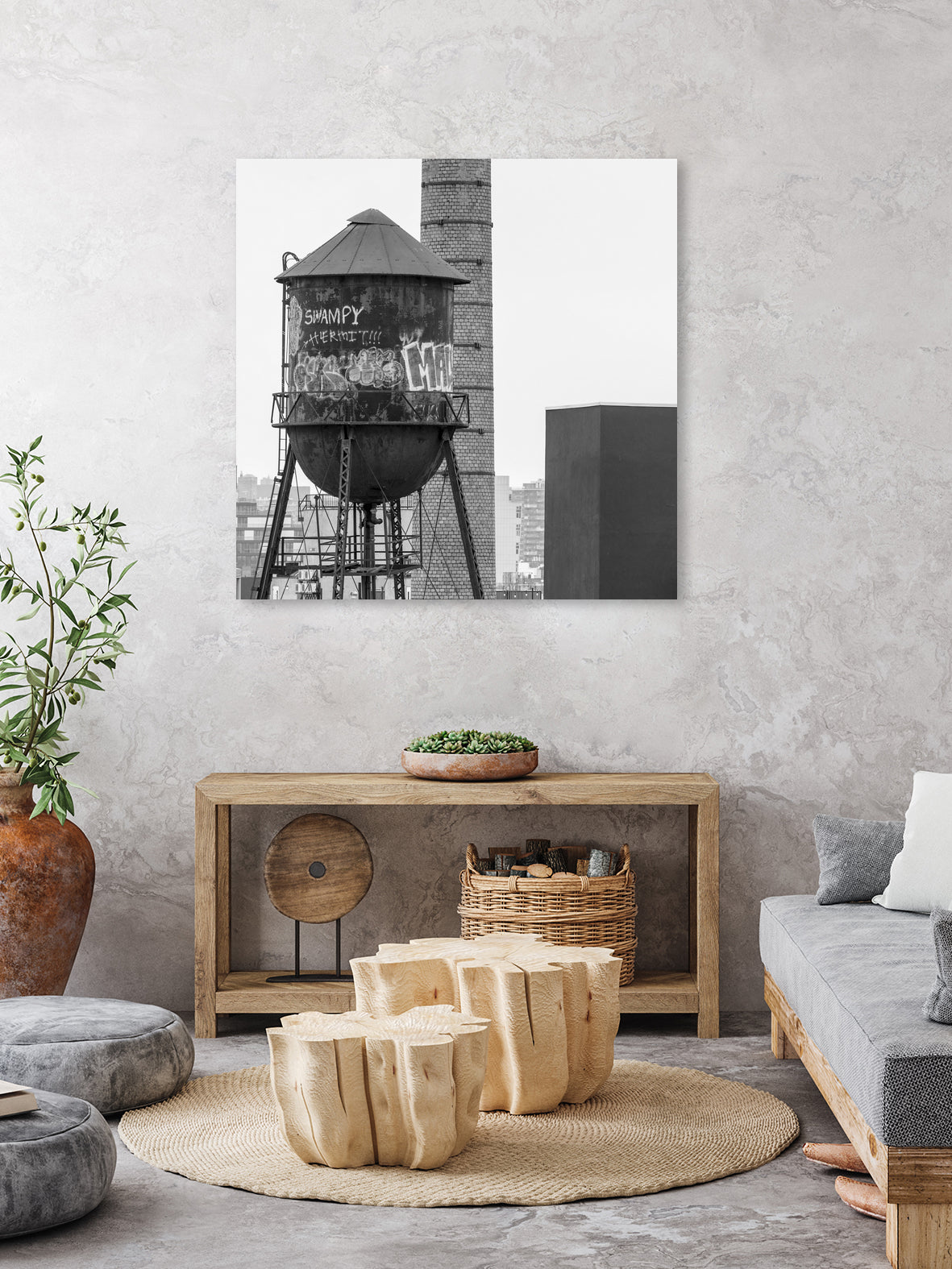 Water tower in Brooklyn by RENZO REBAGLIATI on GIANT ART - black photo illustration