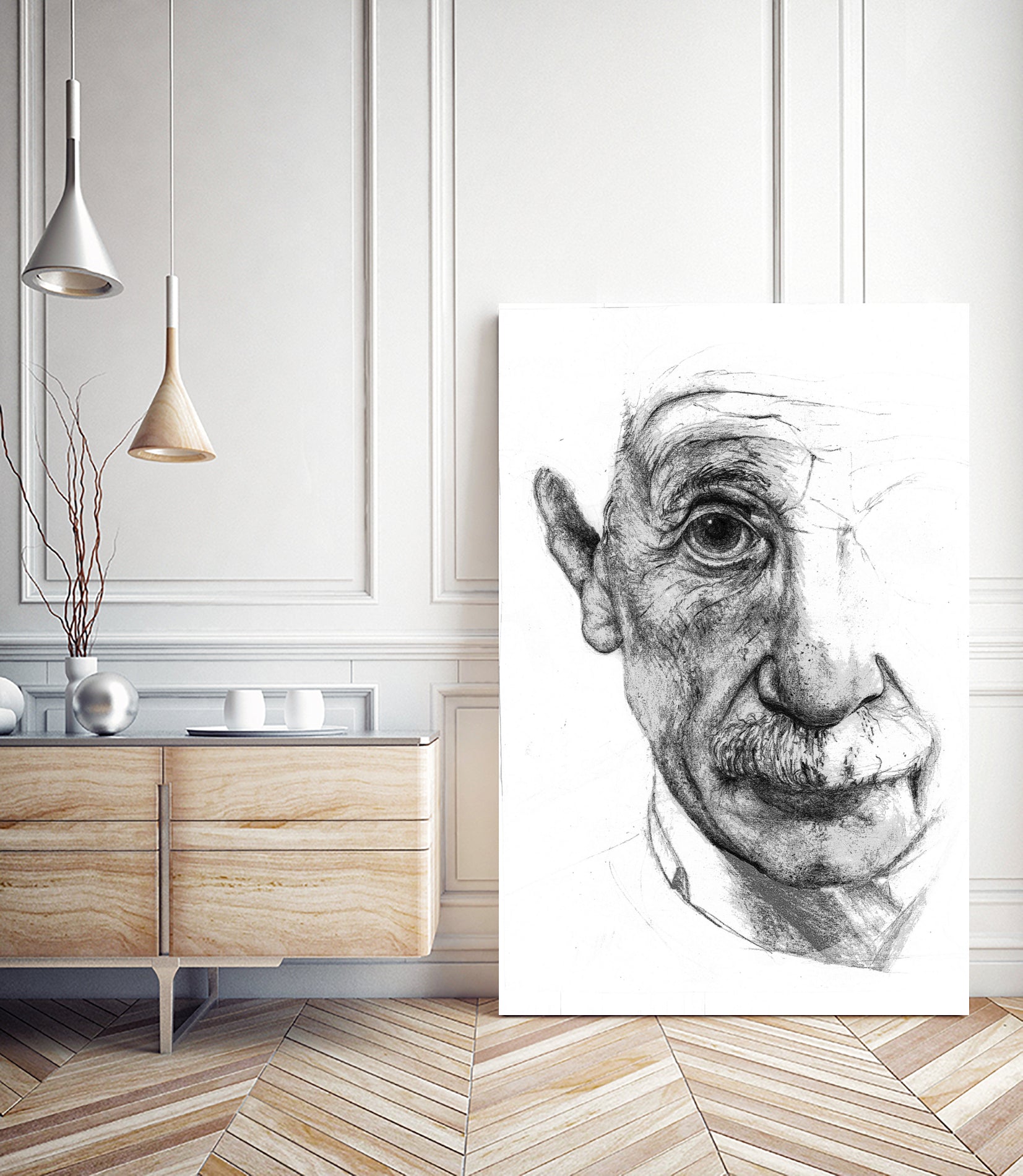 Einstein illustration by Charlotte Johnson on GIANT ART - gray digital drawing