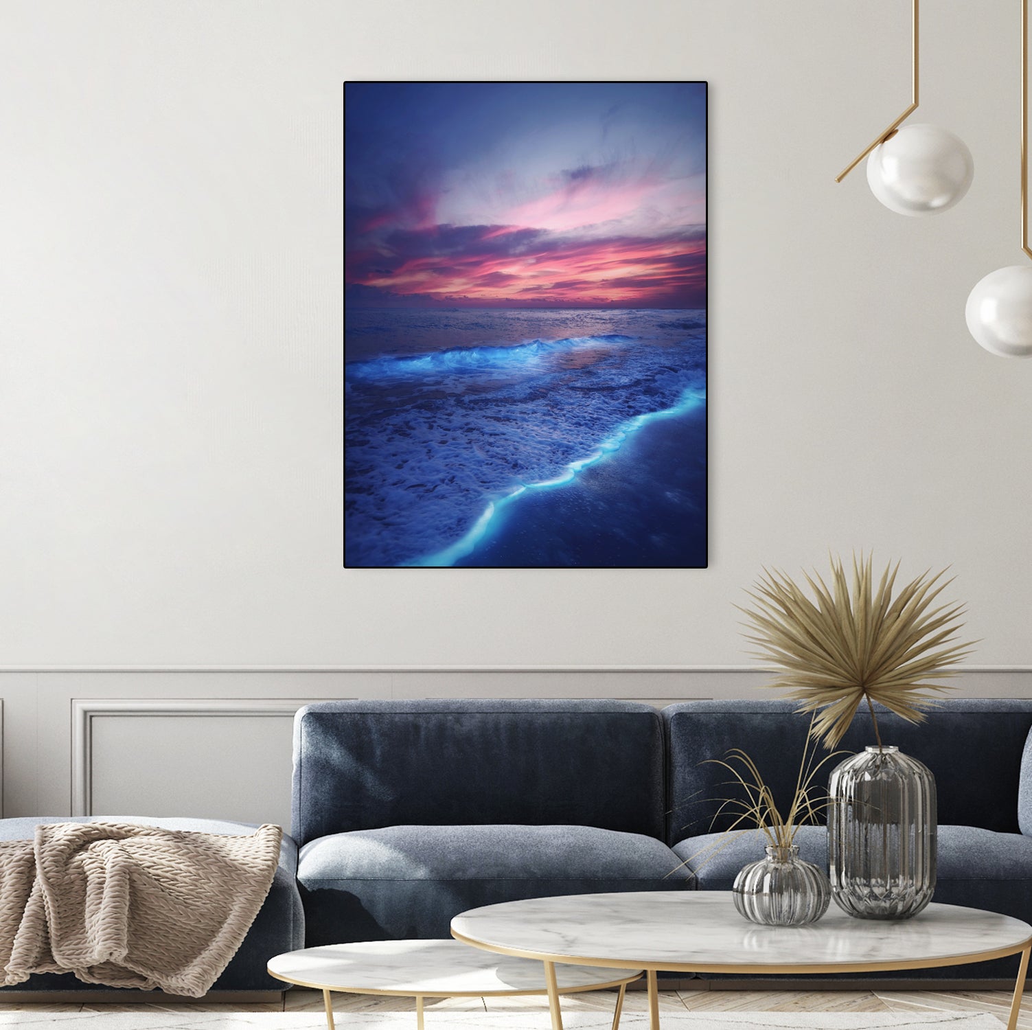 Starry waves by Hussam Eissa on GIANT ART - pink digital painting