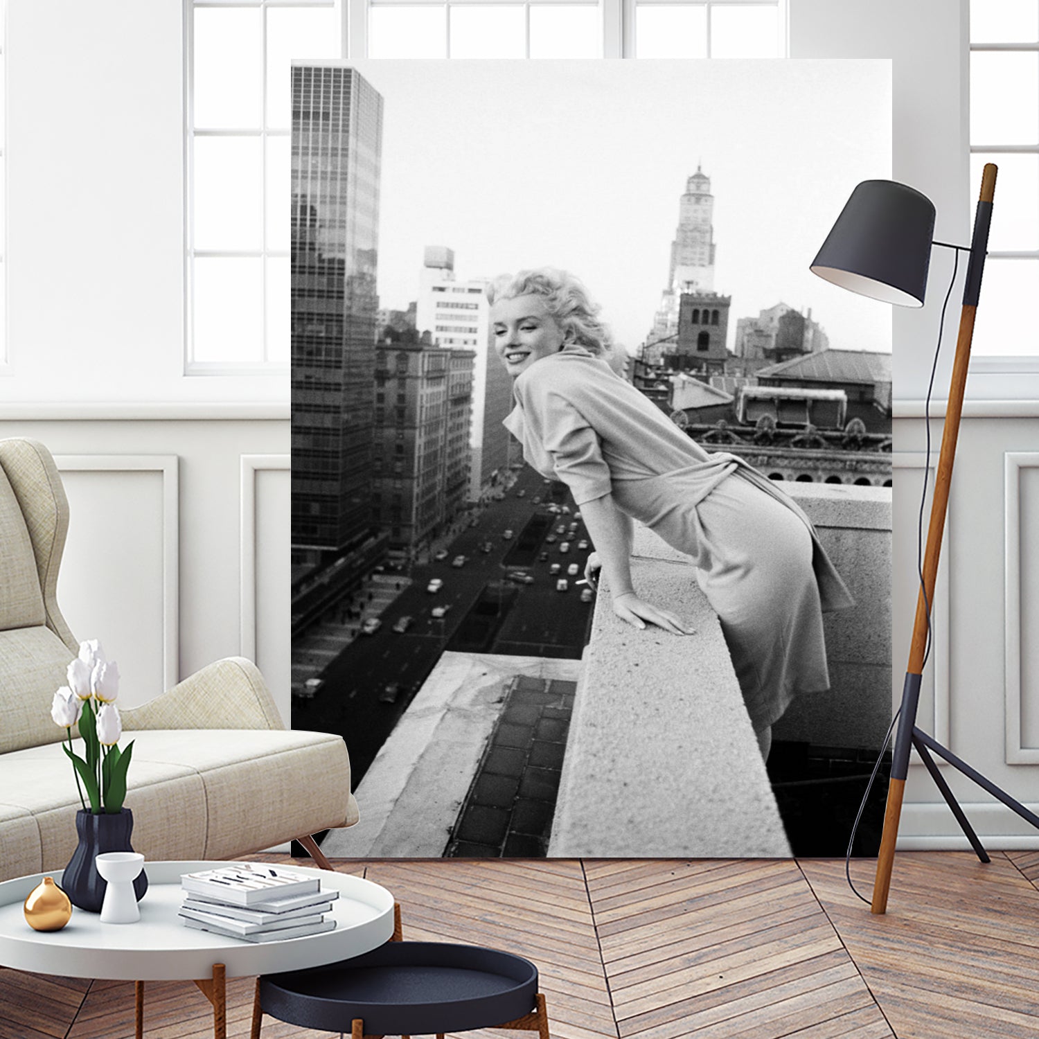 Marilyn on balcony by M studio on GIANT ART - black and white photography