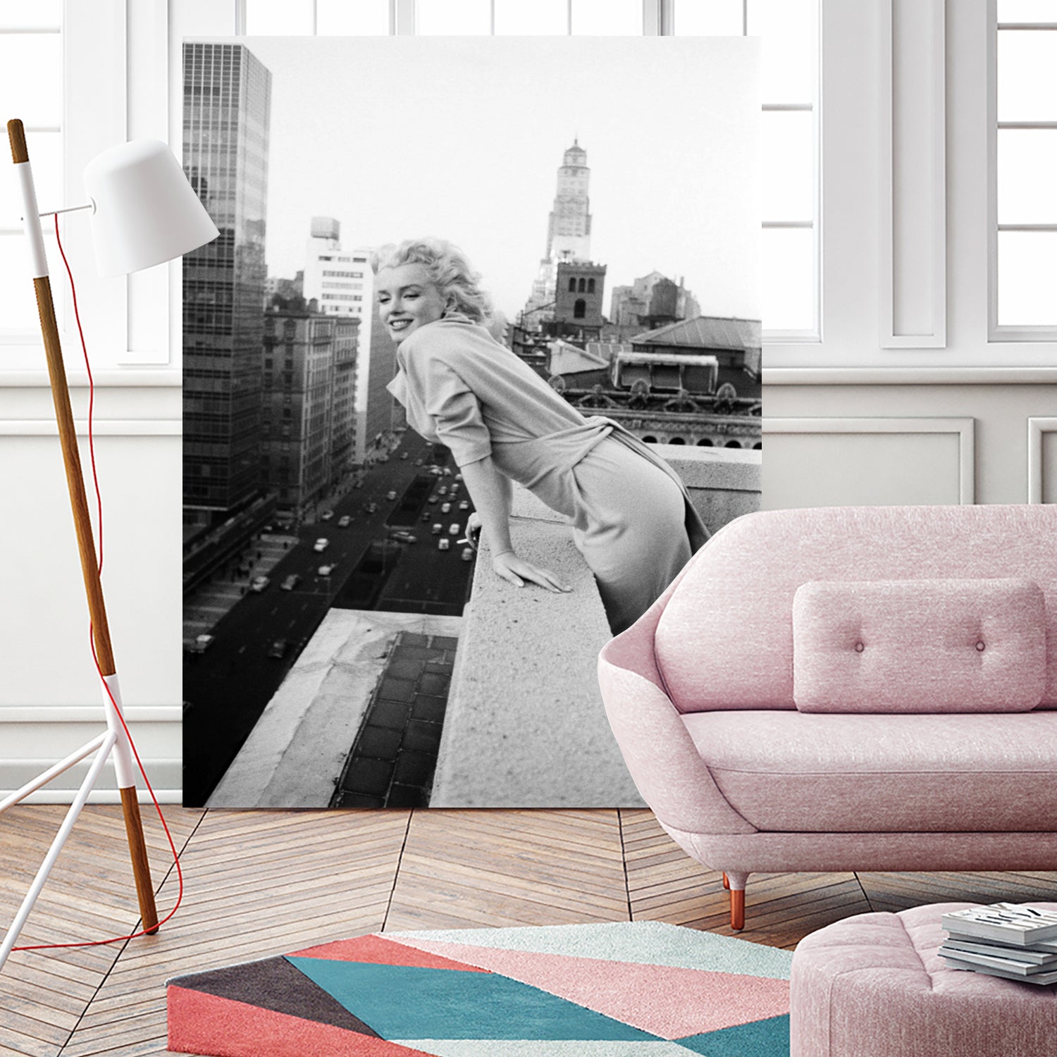 Marilyn on balcony by M studio on GIANT ART - black and white photography