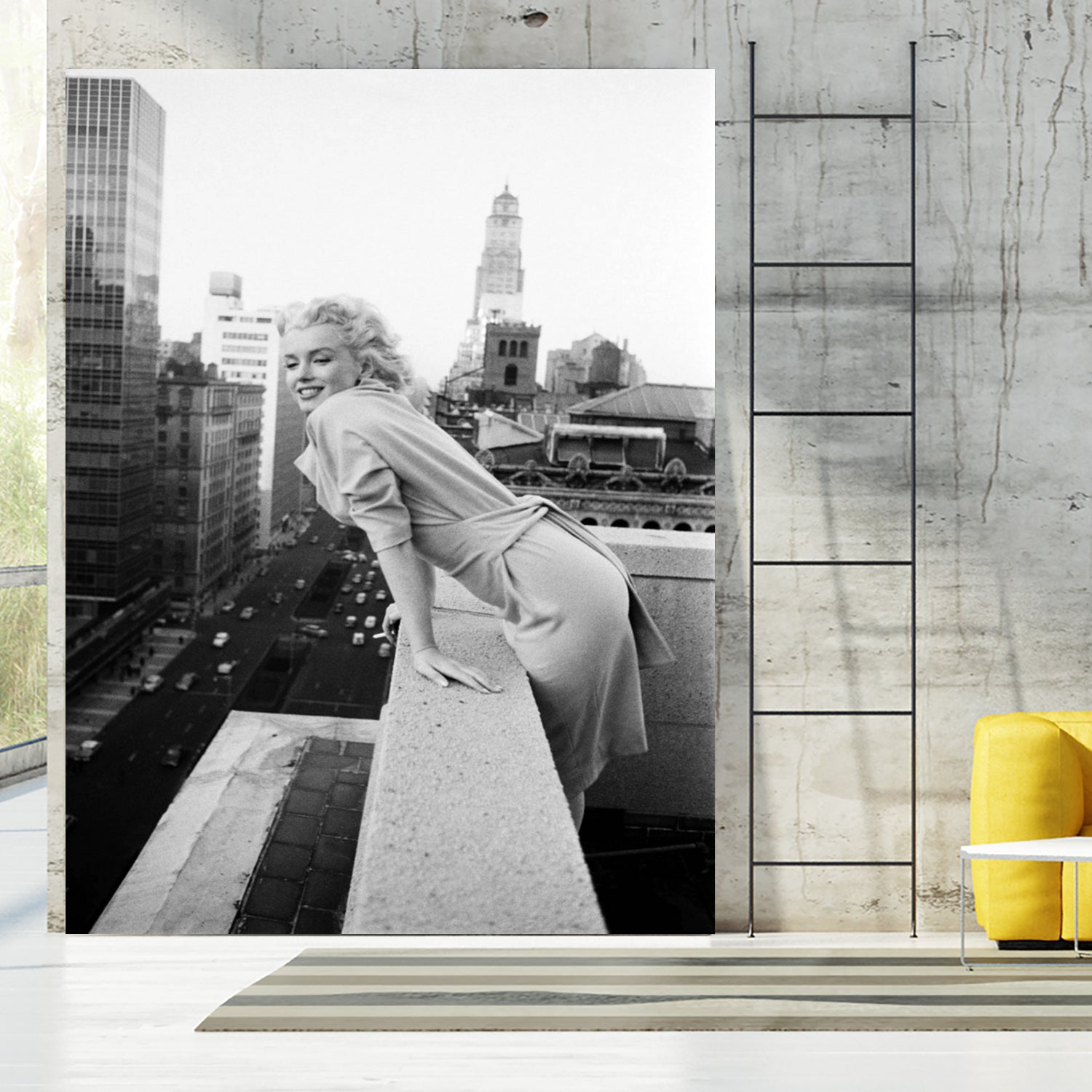 Marilyn on balcony by M studio on GIANT ART - black and white photography