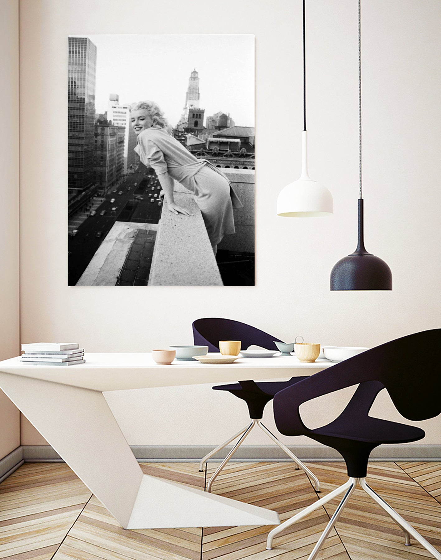 Marilyn on balcony by M studio on GIANT ART - black and white photography