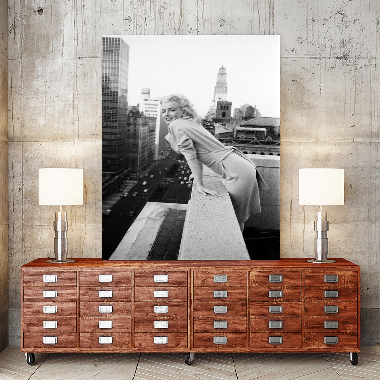 Marilyn on balcony by M studio on GIANT ART - black and white photography