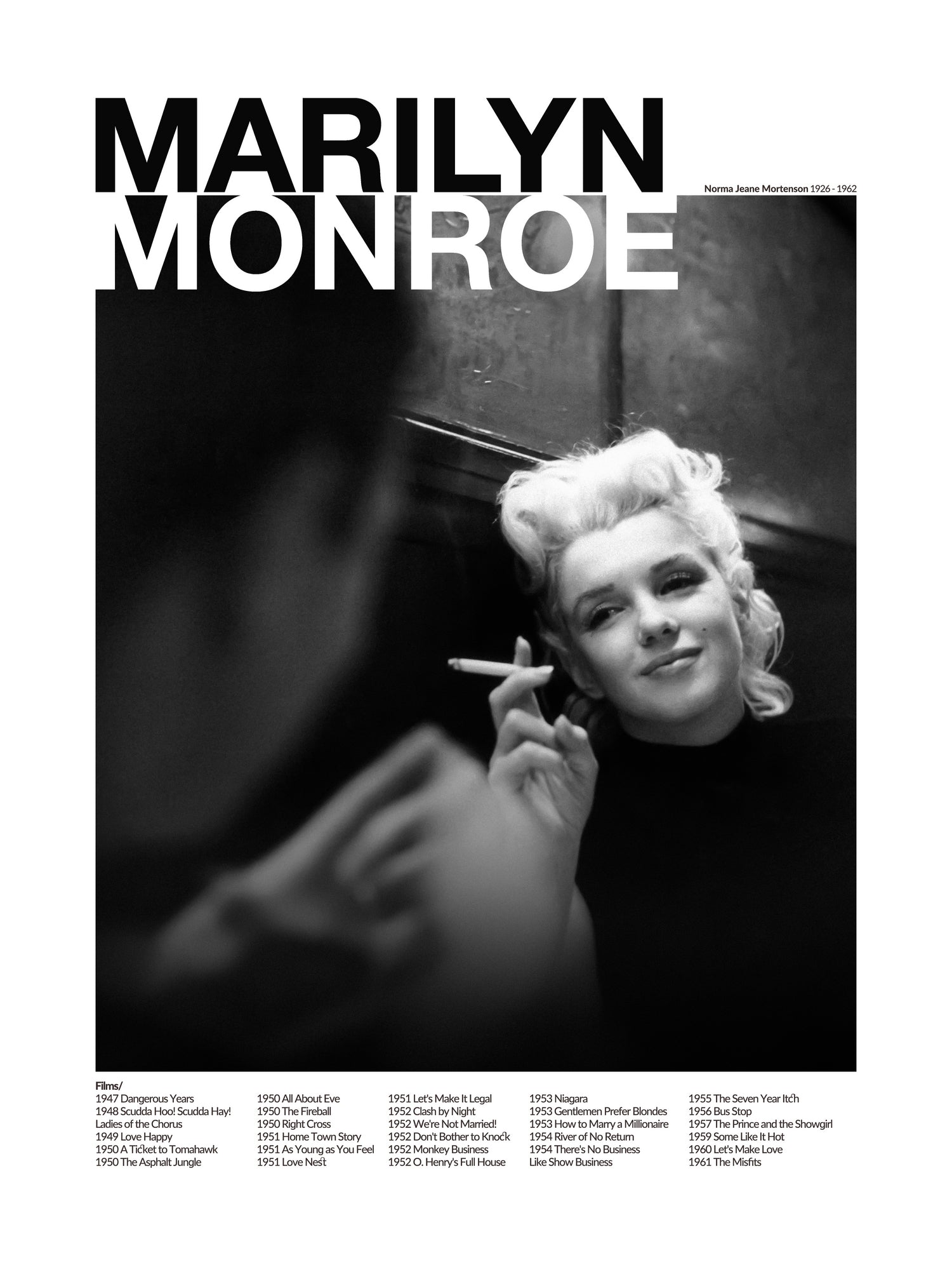 Marilyn Monroe by M Studio on GIANT ART - black and white photography