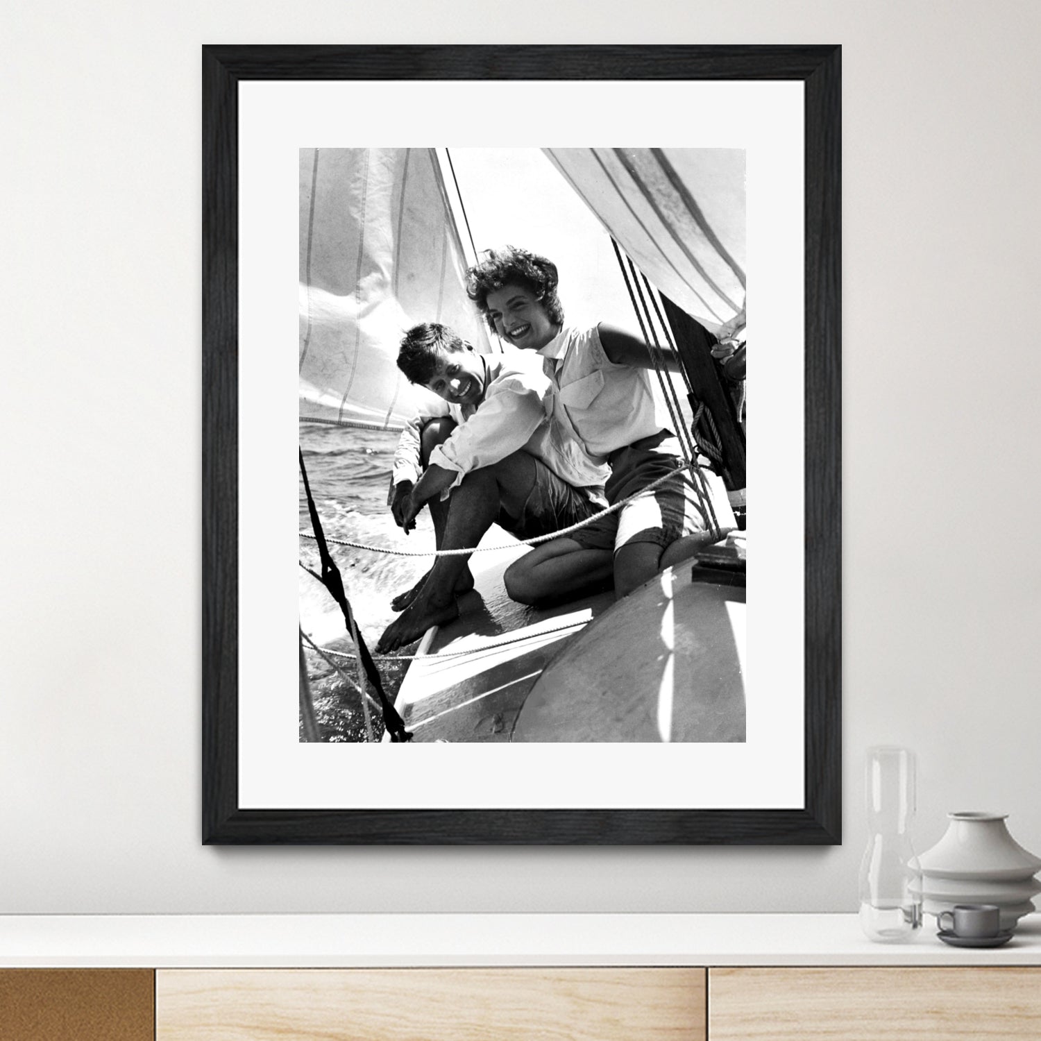 Jackie and Jack on a Boat by M Studio on GIANT ART - black and white photography