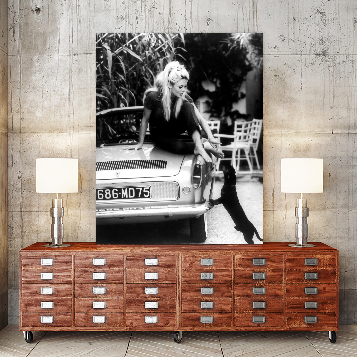 Brigitte Bardot with her dog in St. Tropez, 1962 by M Studio on GIANT ART - black and white photographie bardot