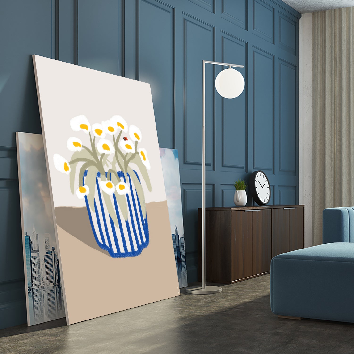 Vase printanier by M Studio on GIANT ART - blue floral flowers