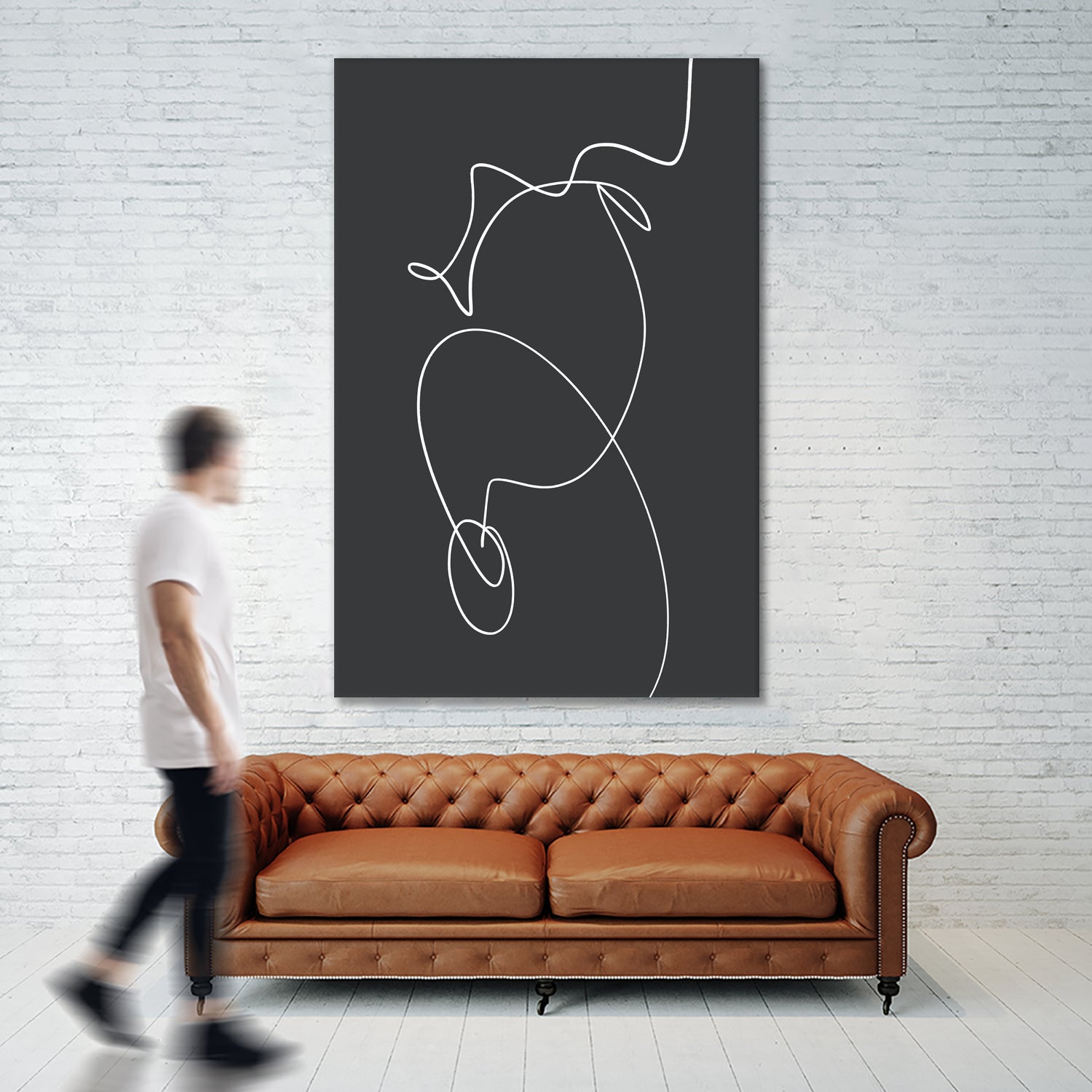 White Squiggle On A Dark Background by uplusmestudio on GIANT ART - line art abstract line art