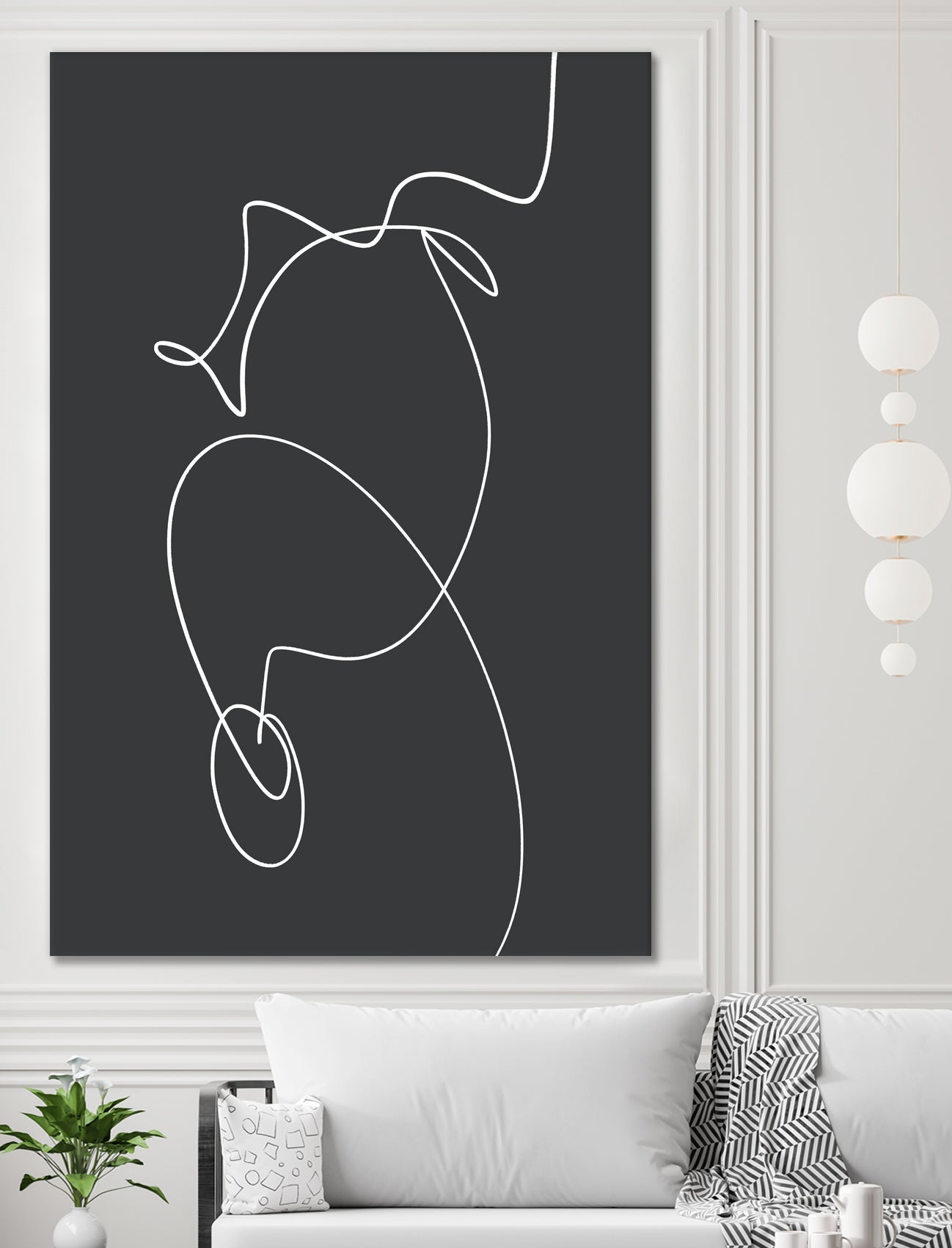 White Squiggle On A Dark Background by uplusmestudio on GIANT ART - line art abstract line art