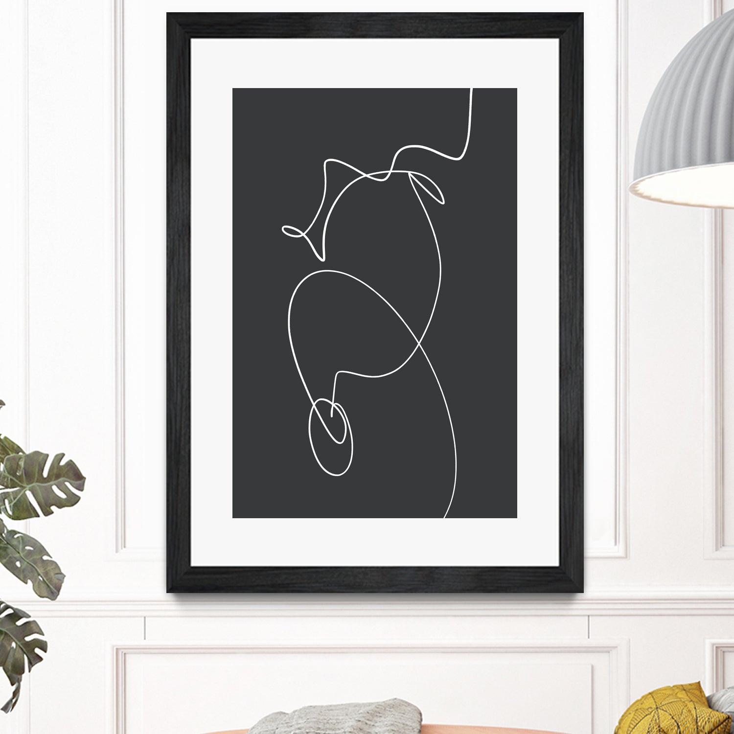 White Squiggle On A Dark Background by uplusmestudio on GIANT ART - line art abstract line art