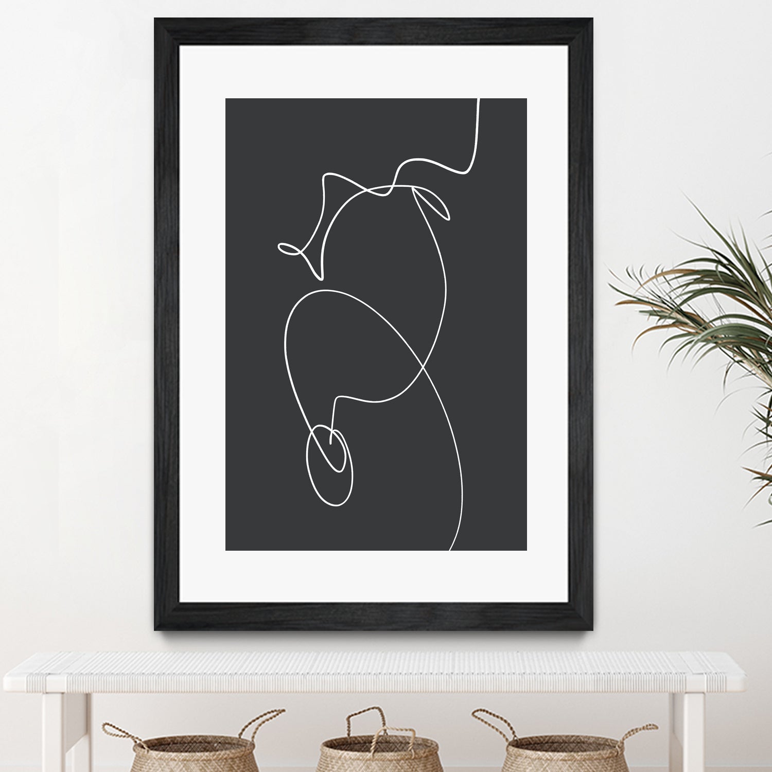 White Squiggle On A Dark Background by uplusmestudio on GIANT ART - line art abstract line art